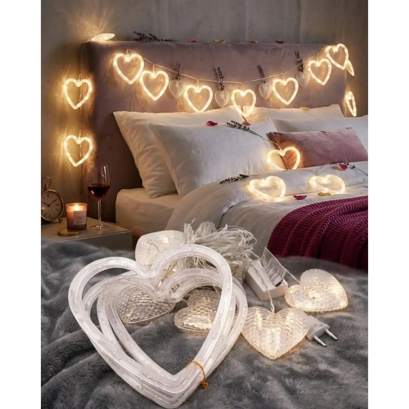 Kalp Şeklinde LED Neon Işık Dekoratif Romantik Oda ve Duvar Lambası