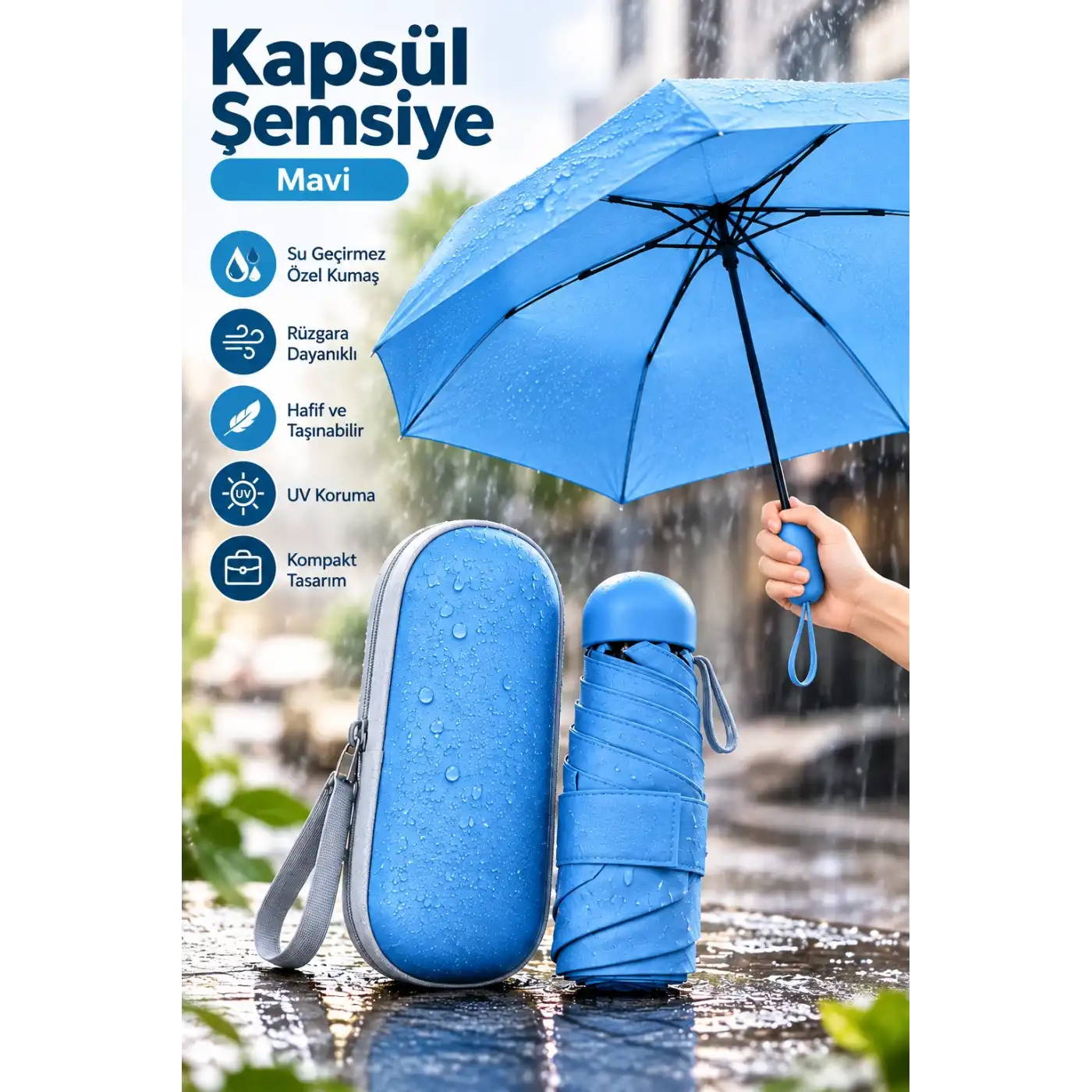 KAPSUL ŞEMSİYE MAVİ