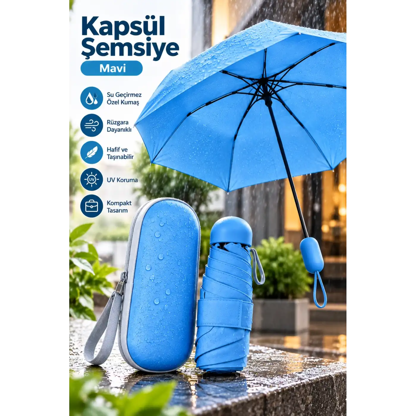 KAPSUL ŞEMSİYE MAVİ