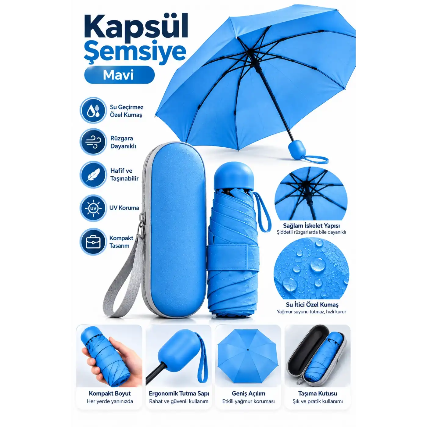 KAPSUL ŞEMSİYE MAVİ