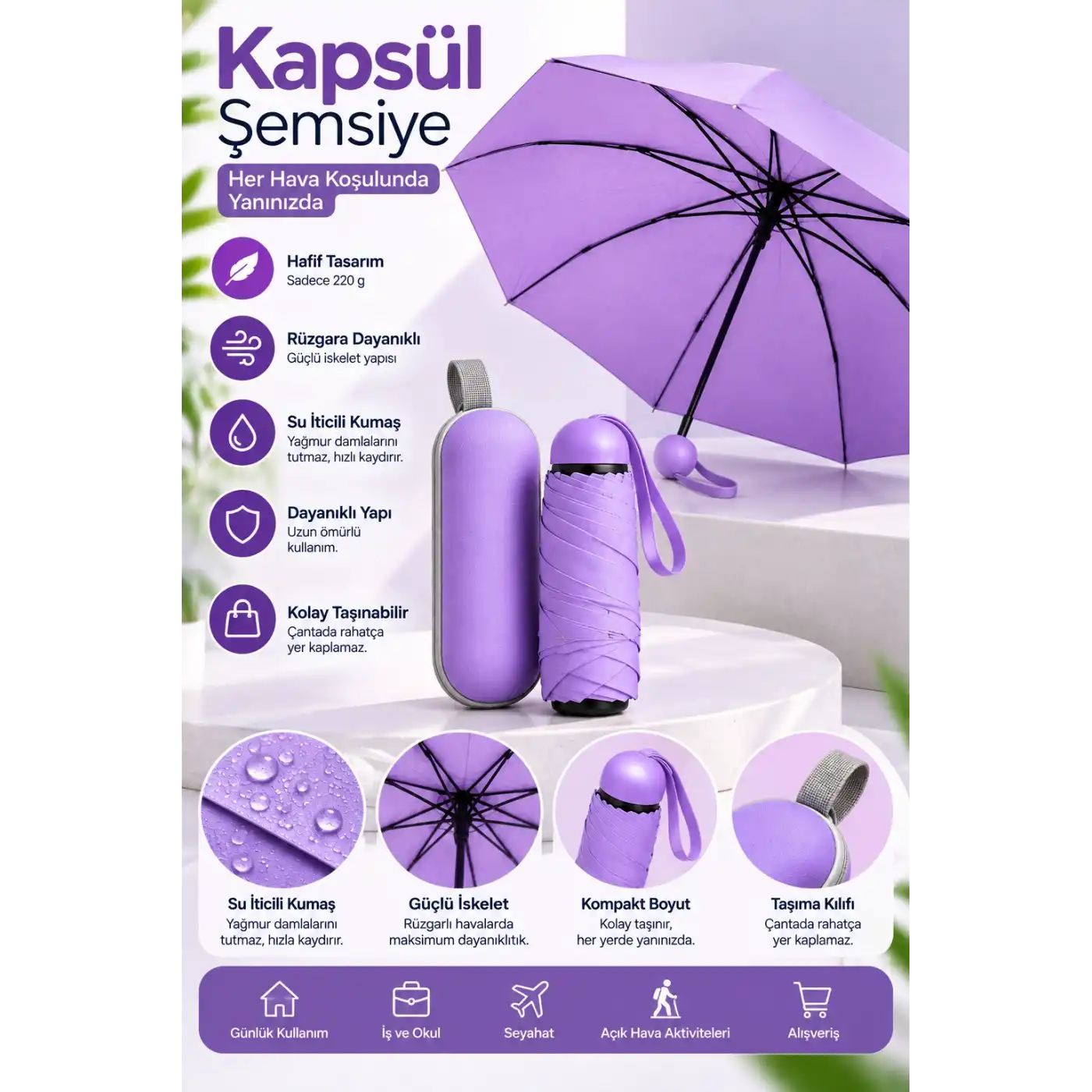 KAPSÜL ŞEMSİYE MOR