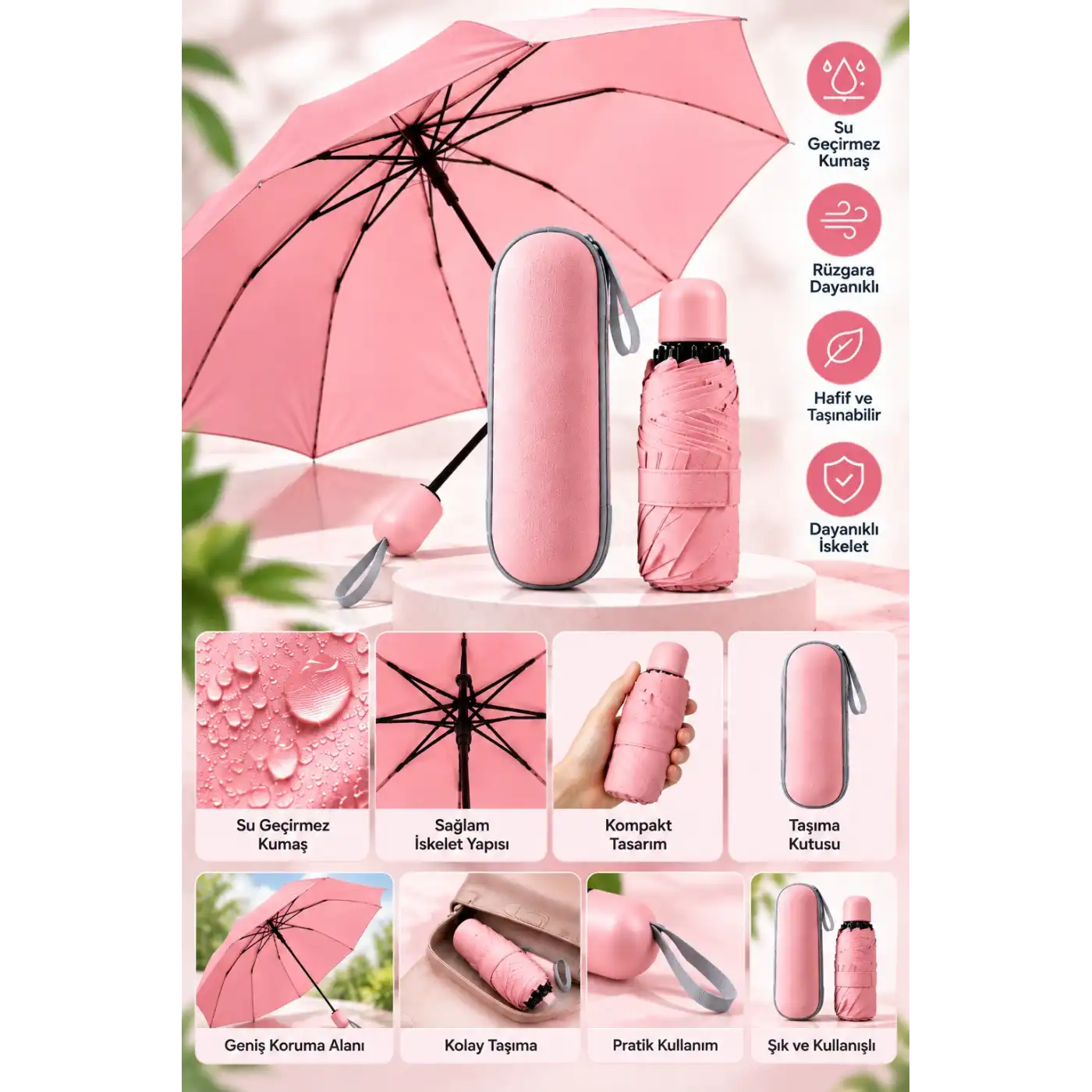 KAPSÜL ŞEMSİYE PEMBE