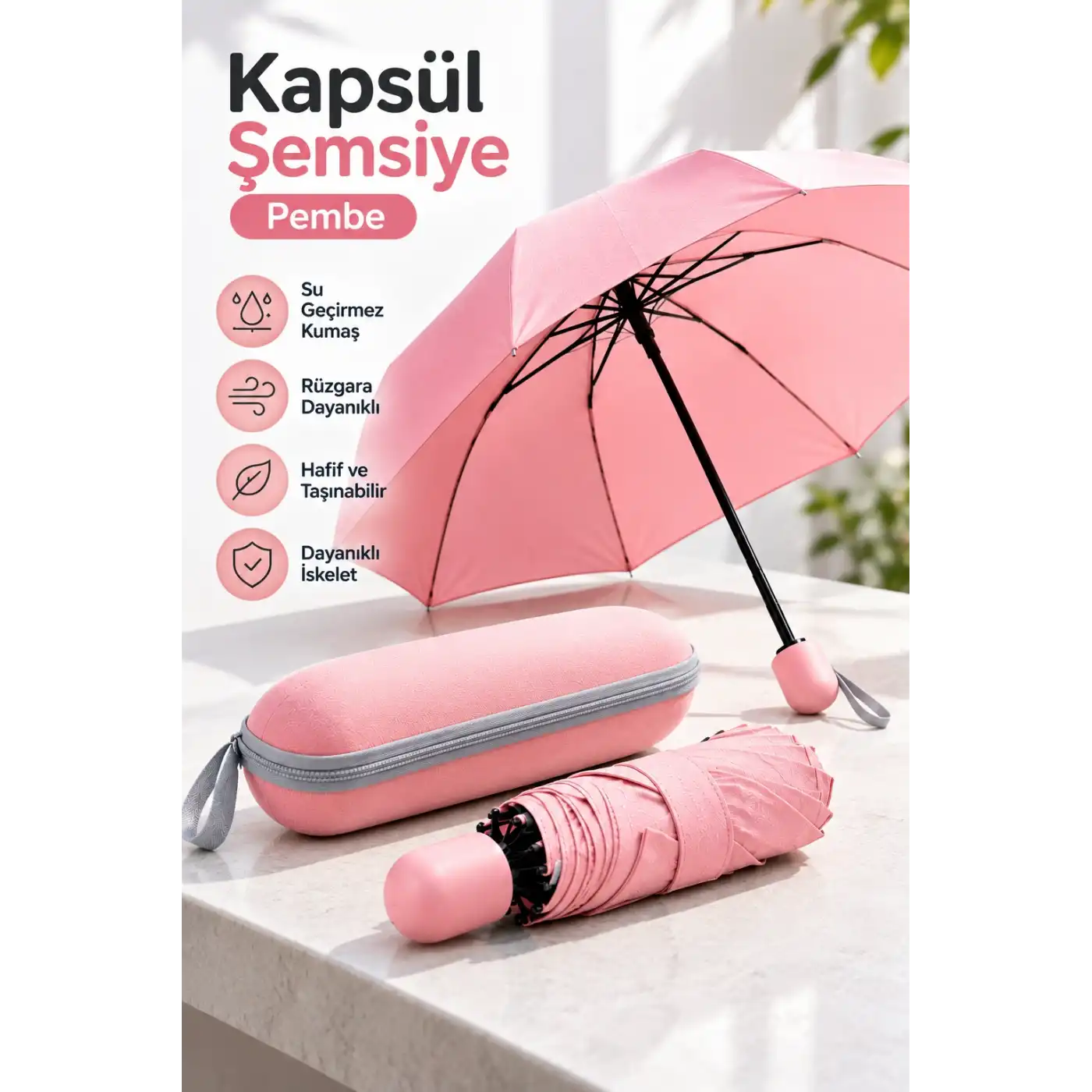 KAPSÜL ŞEMSİYE PEMBE