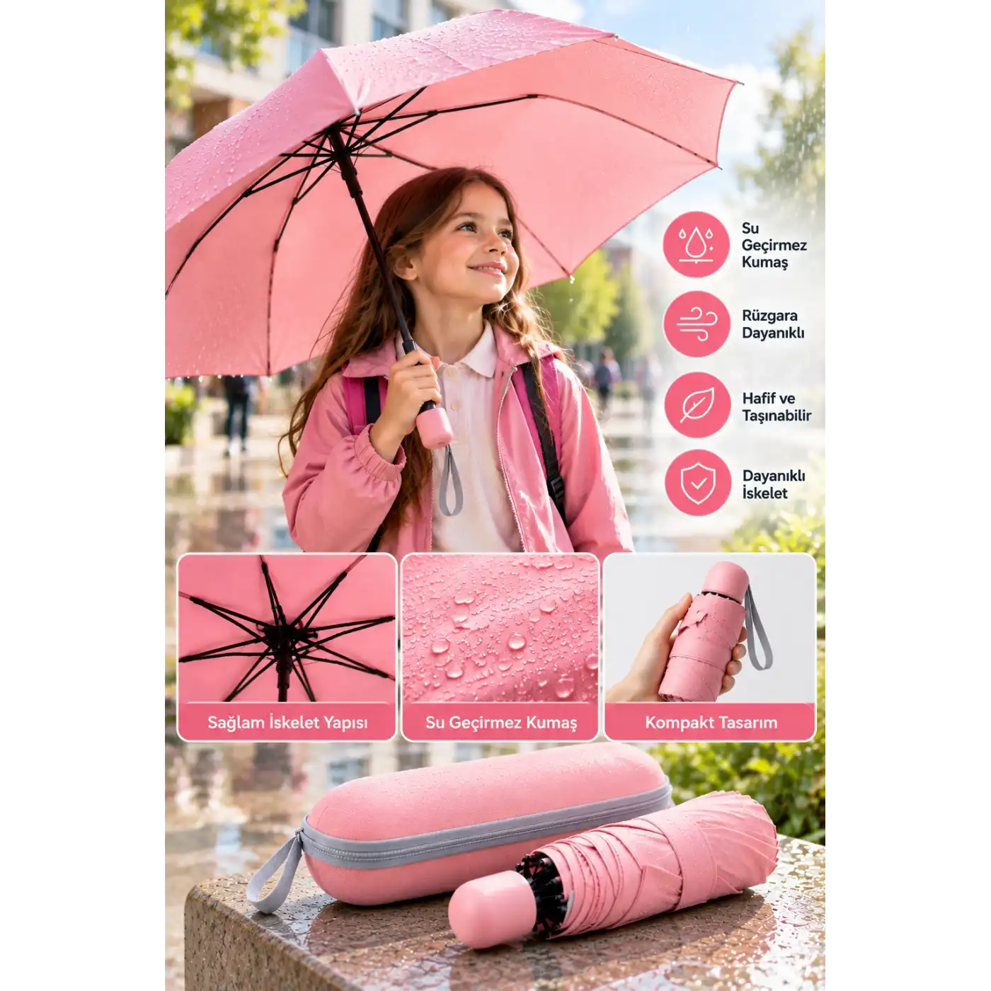 KAPSÜL ŞEMSİYE PEMBE