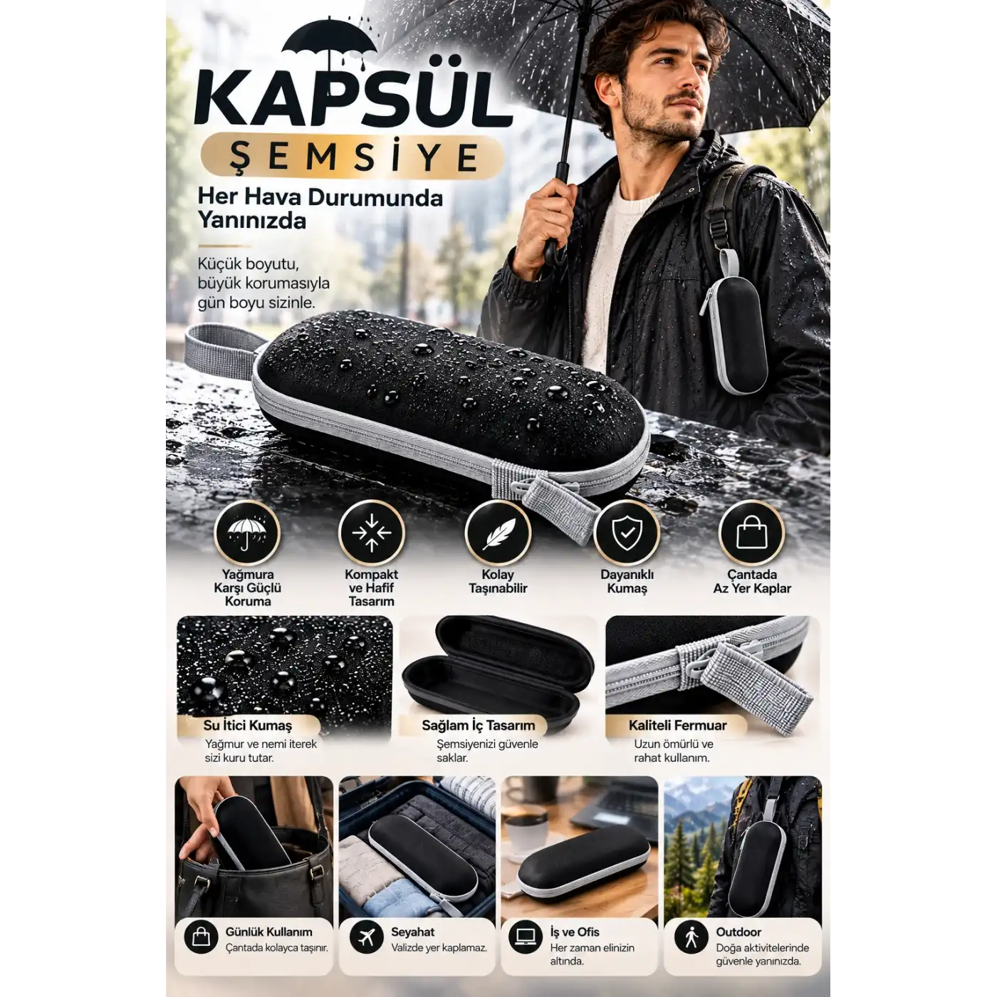 KAPSÜL ŞEMSİYE SİYAH