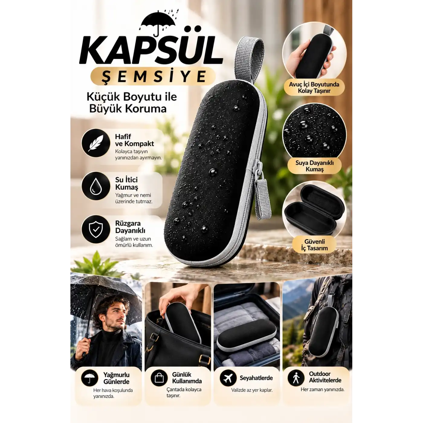 KAPSÜL ŞEMSİYE SİYAH