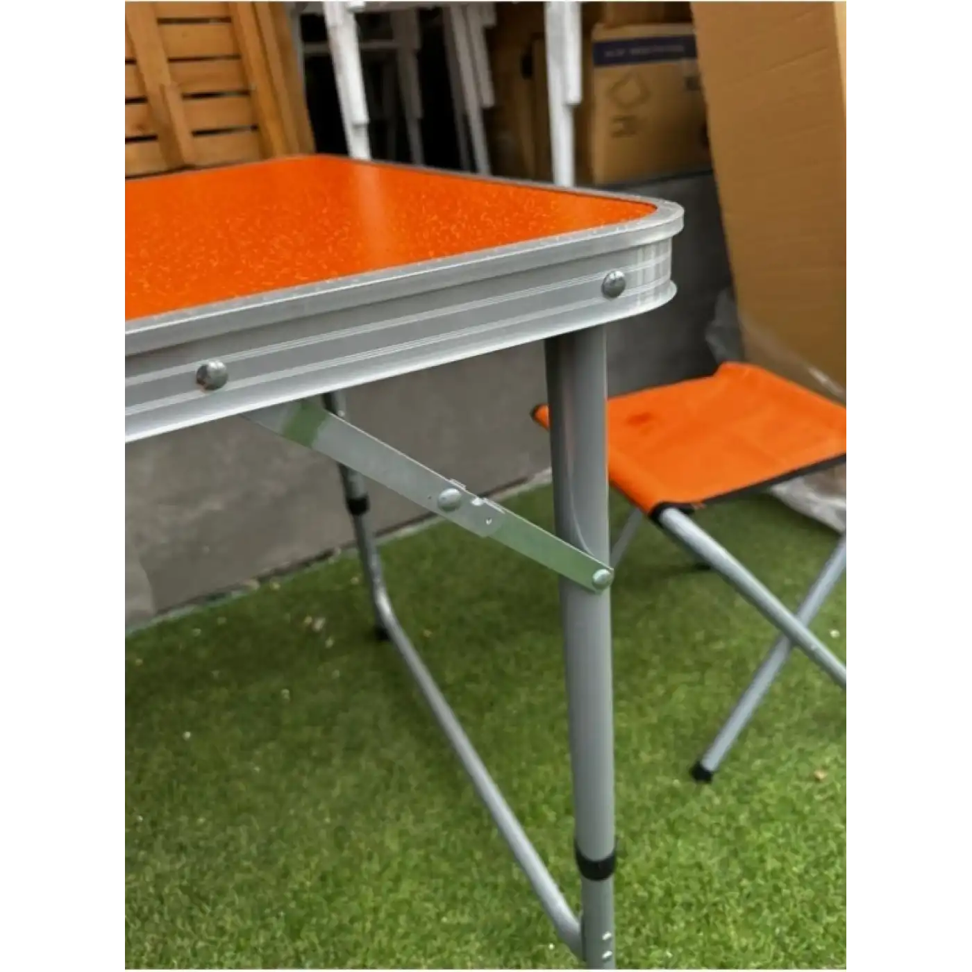 Katlanabilir Alüminyum Kamp Masa 4lü Tabure Seti