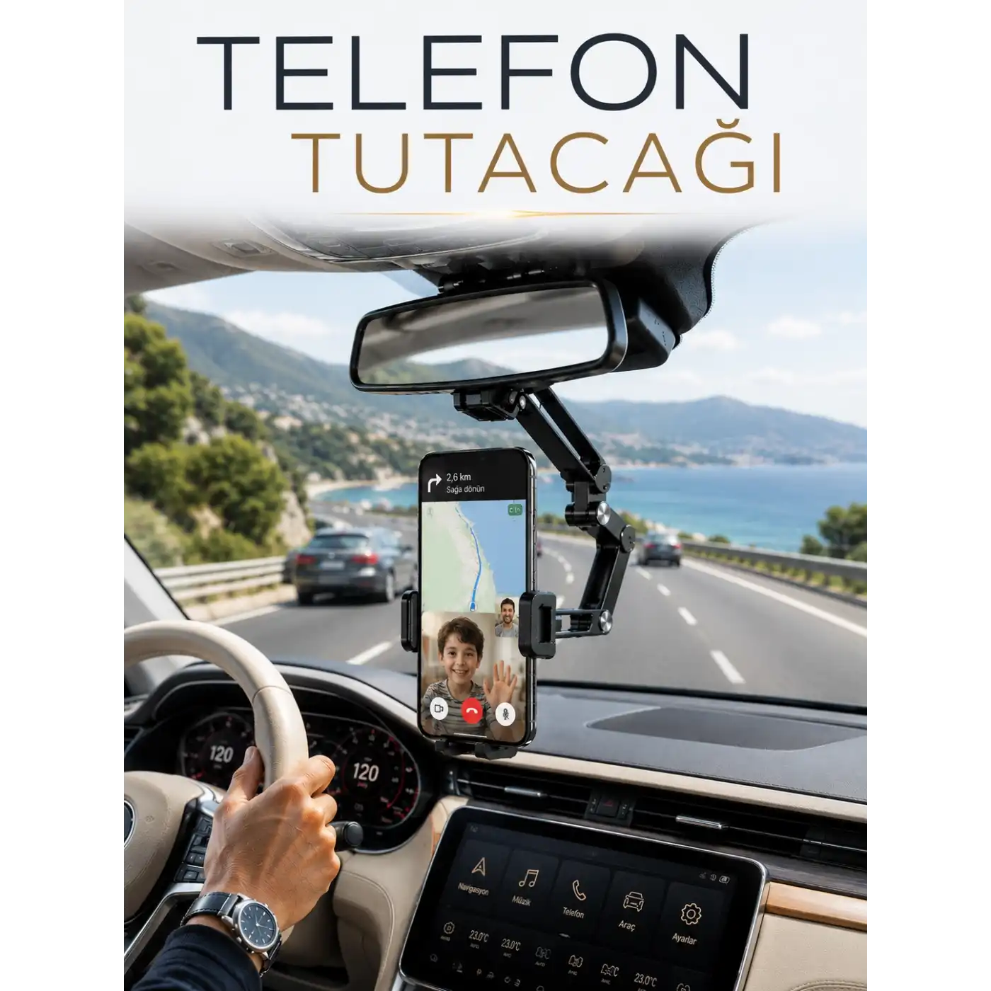 Katlanabilir Araç Telefon Tutucu Dikiz Aynasına Monte Telefon Standı