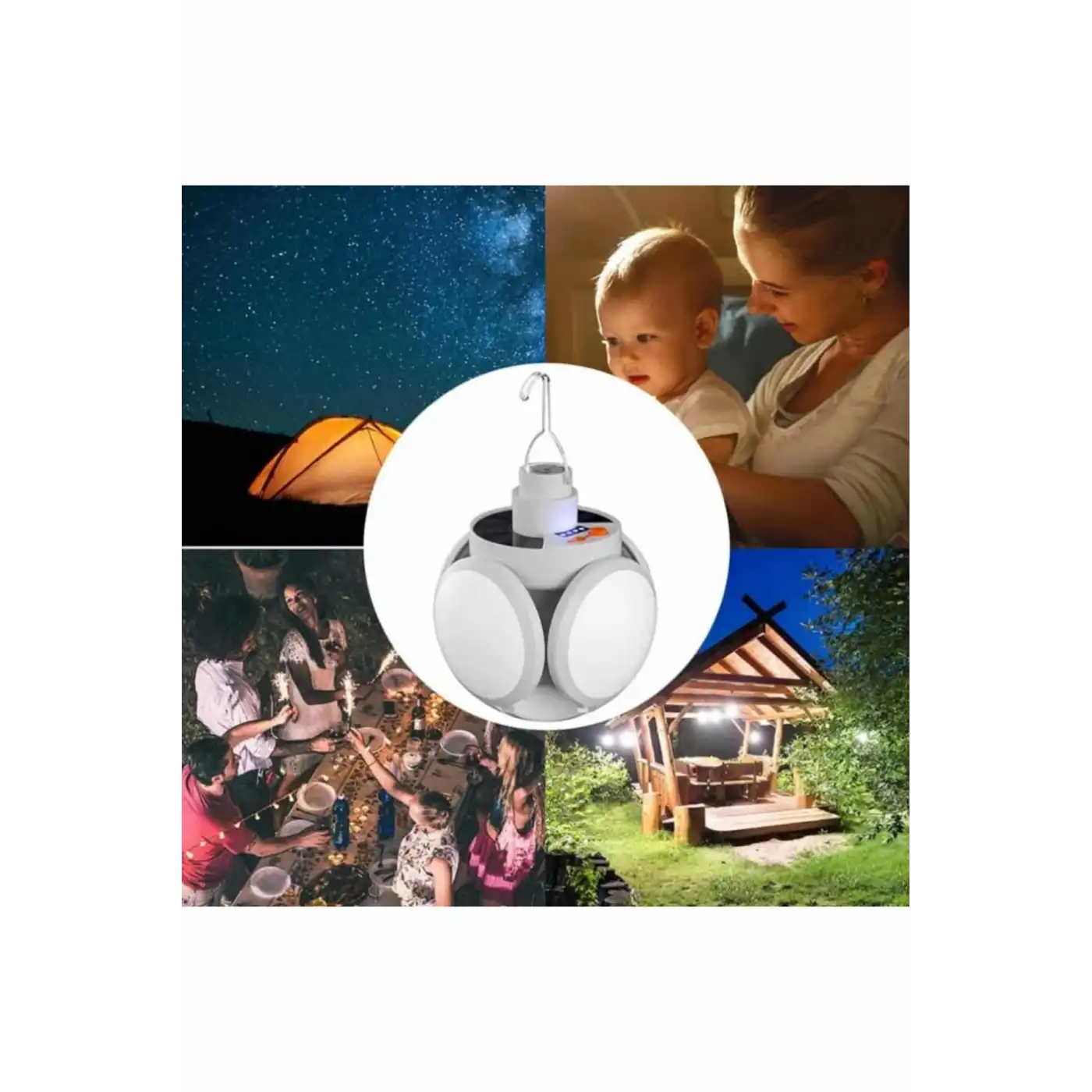 Katlanabilir Askılı Kamp Lambası 5 Kanatlı Pratik Güneş Enerjili