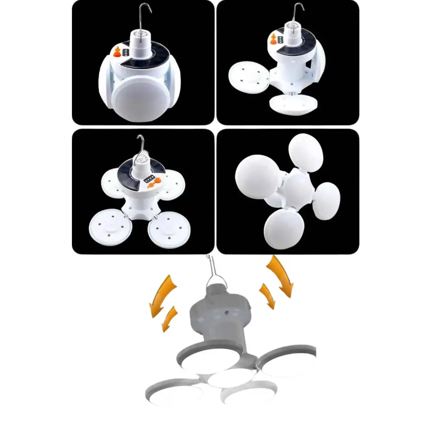 Katlanabilir Askılı Kamp Lambası 5 Kanatlı Pratik Güneş Enerjili