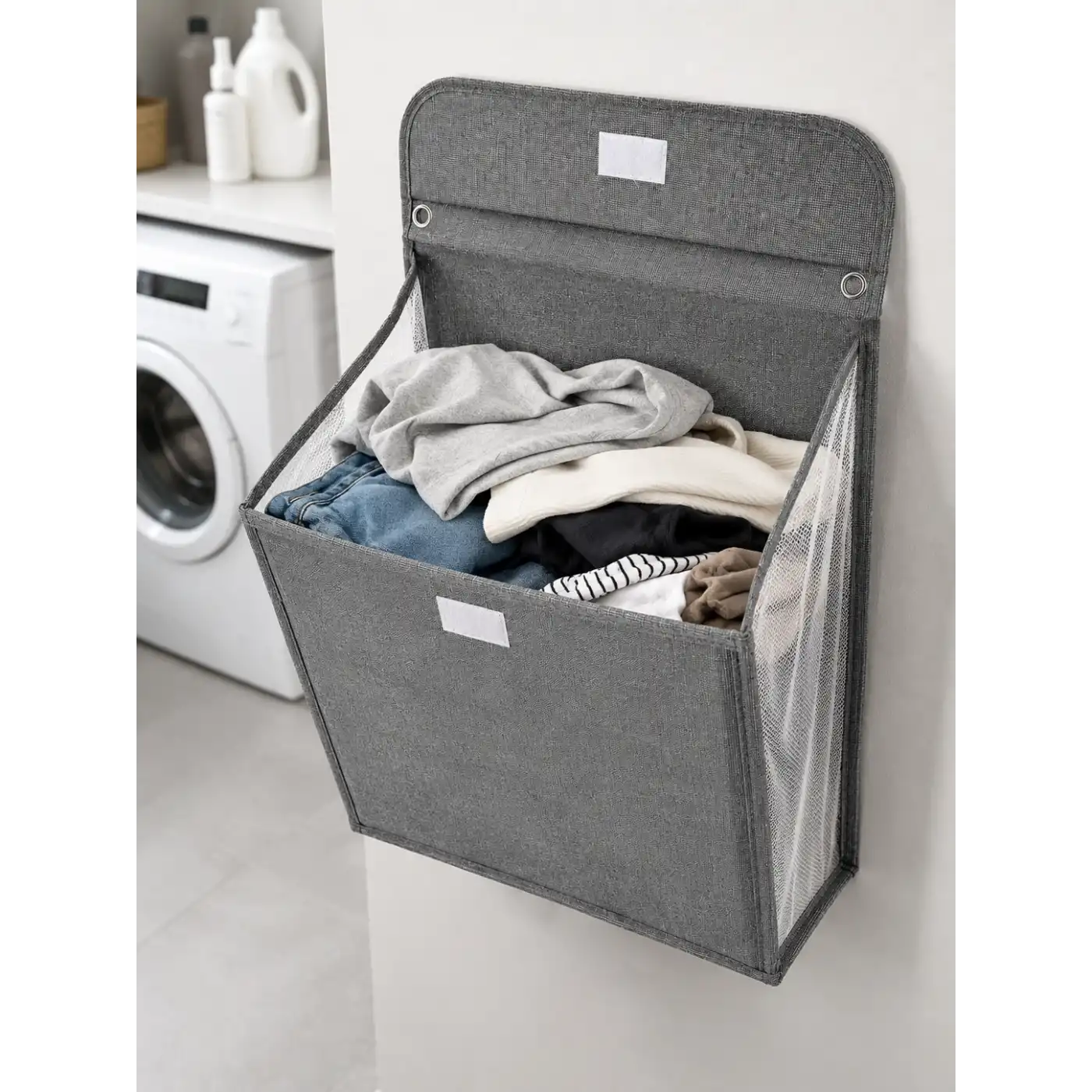 Katlanır Duvar Askılı Çamaşır Sepeti Geniş İç Hacimli Banyo Düzenleyici