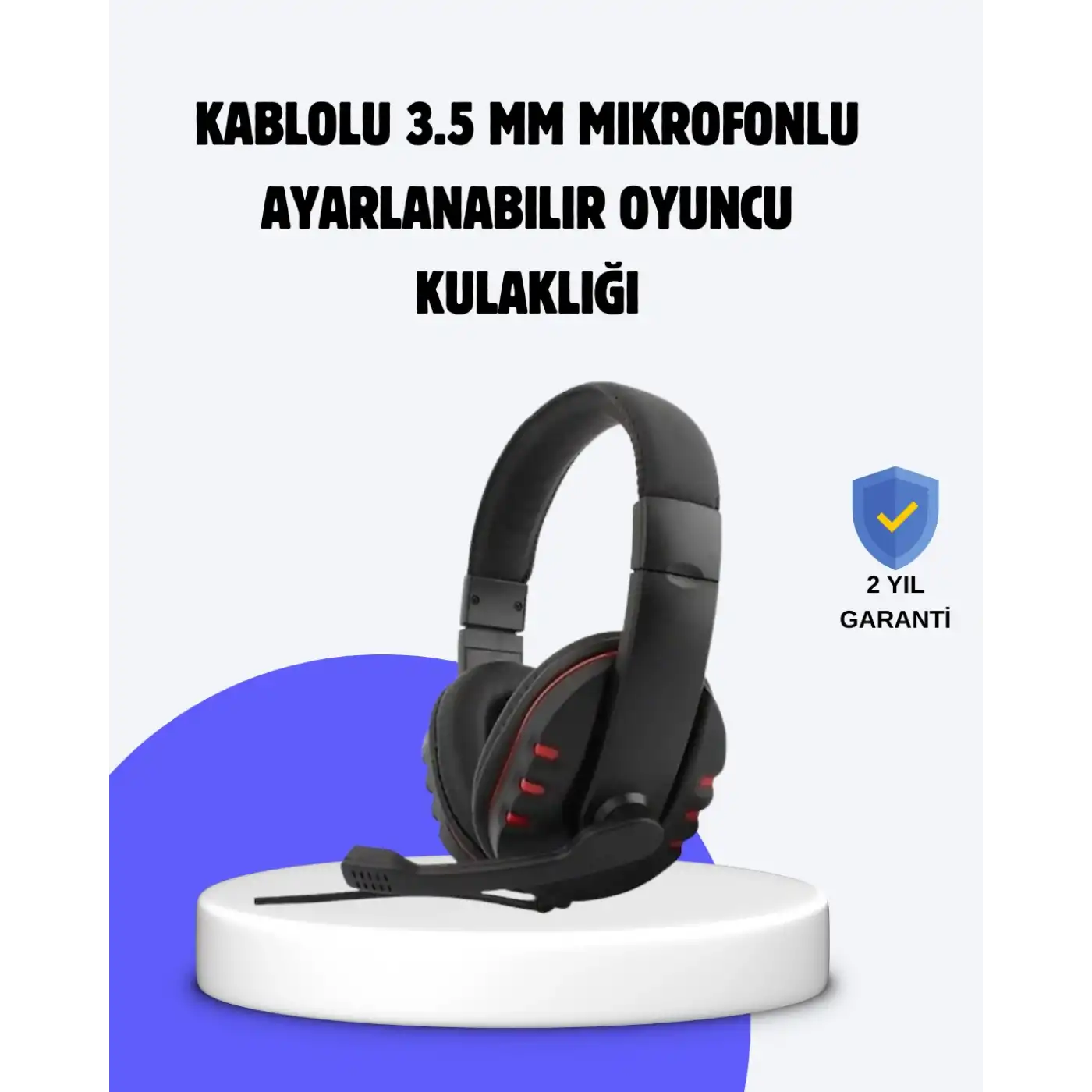 Kırmızı Kulaklık Mikrofonlu Ayarlanabilir Konforlu Tasarımlı