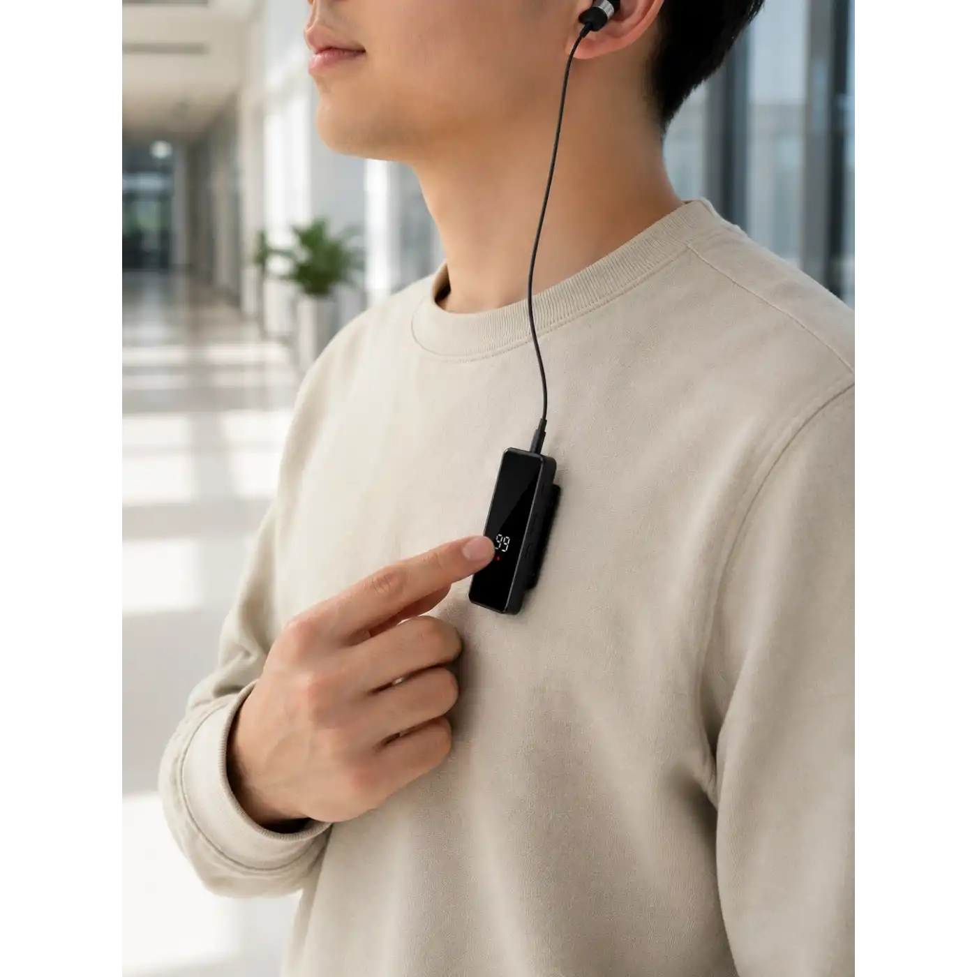Klipsli Tek Kulaklıklı Kablosuz Bluetooth Kulaklık Dijital Ekranlı Taşınabilir Model