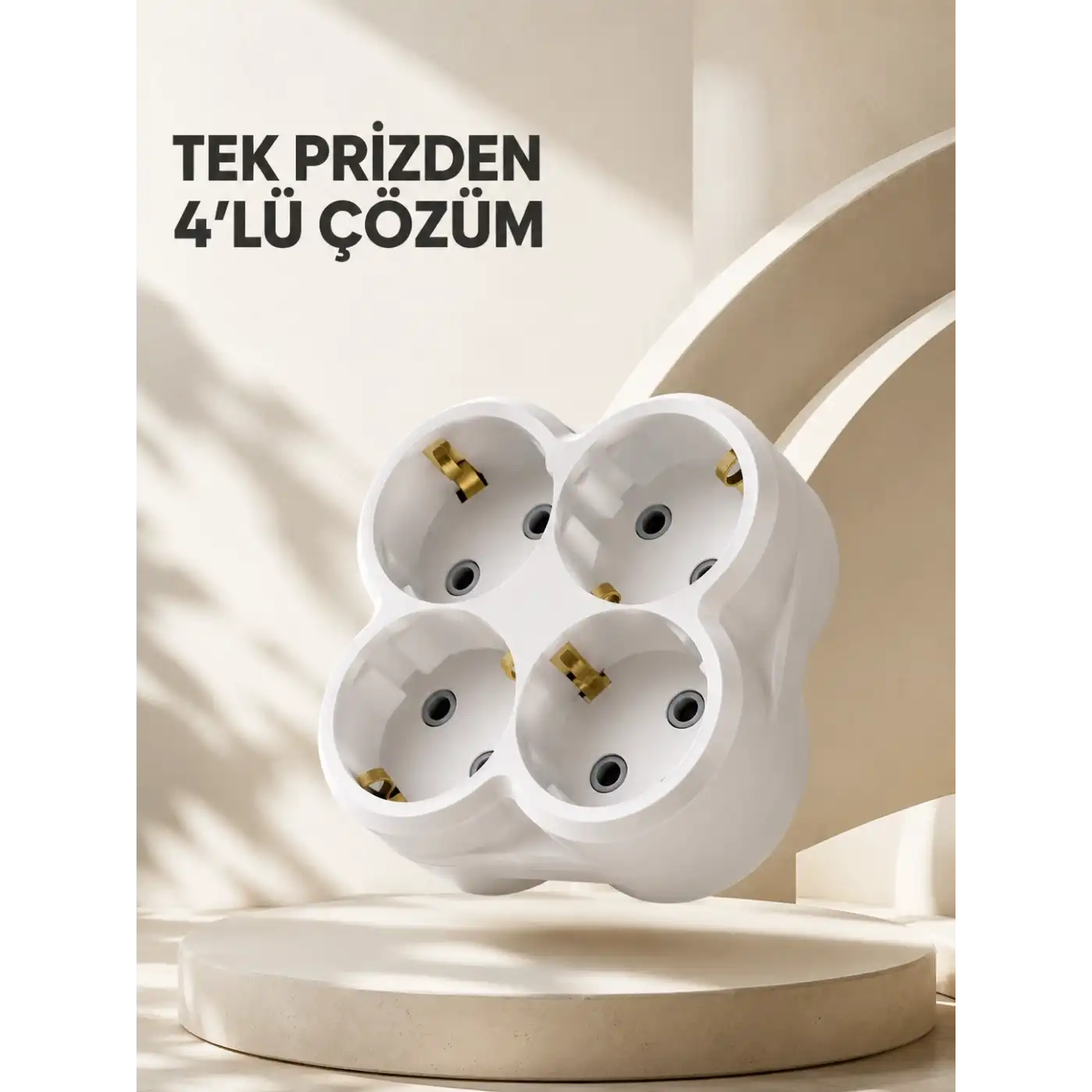 Kompakt 4’lü Priz Adaptörü Ev Ofis İçin Kablosuz Priz Çoğaltma Aparatı