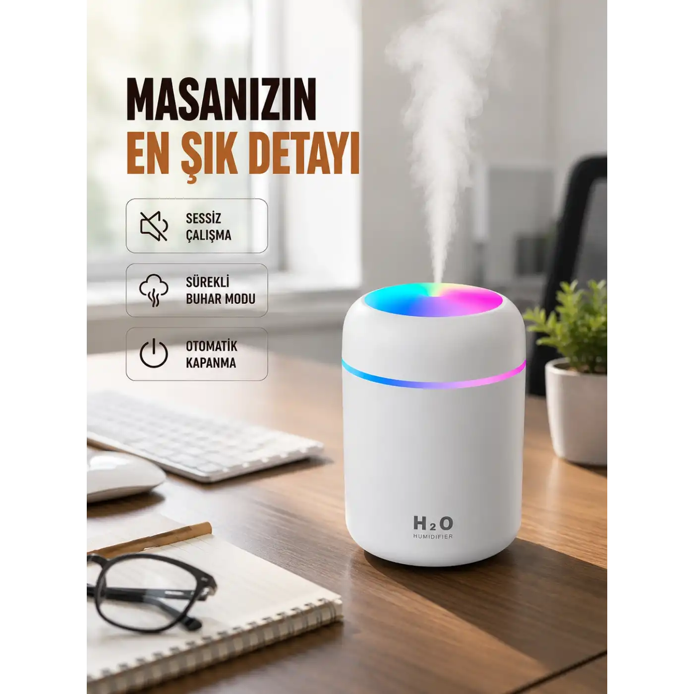 Kompakt Boyutlu Nemlendirici – 30-45ml/h Buhar Kapasiteli