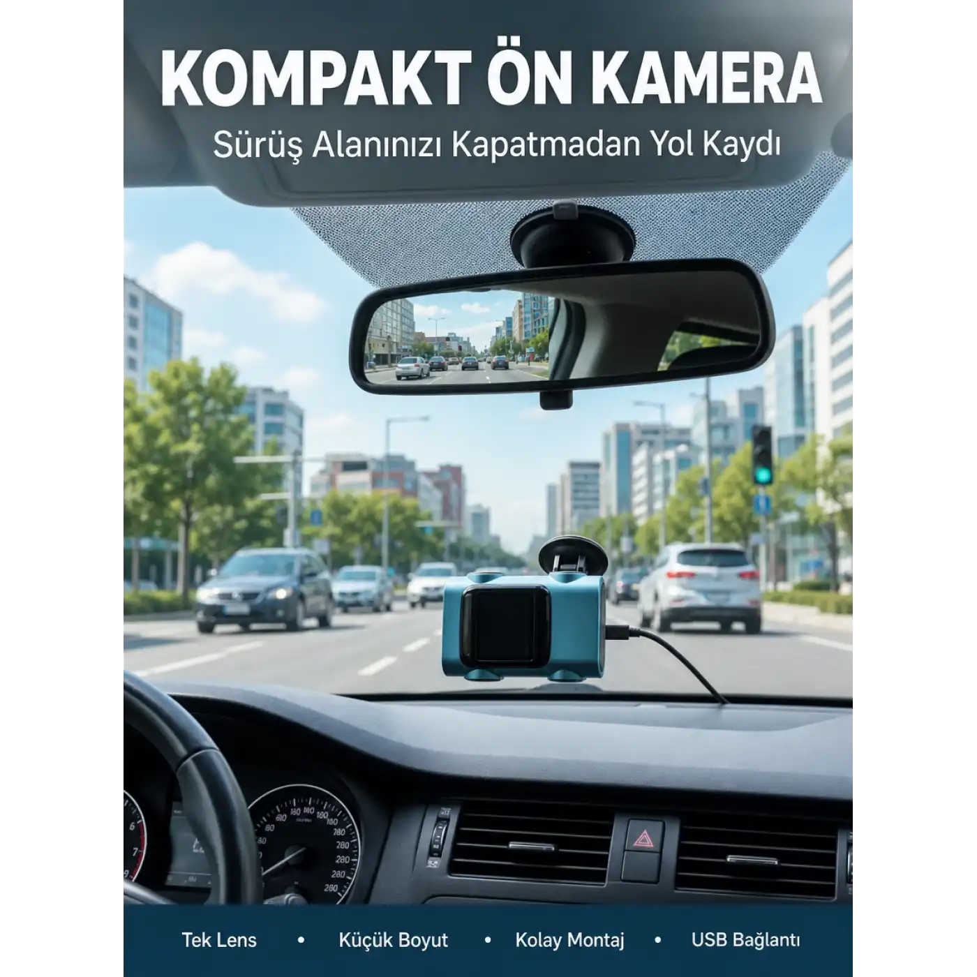 Kompakt Dash Kamera USB Şarj TF Kart Destekli Yeni Nesil