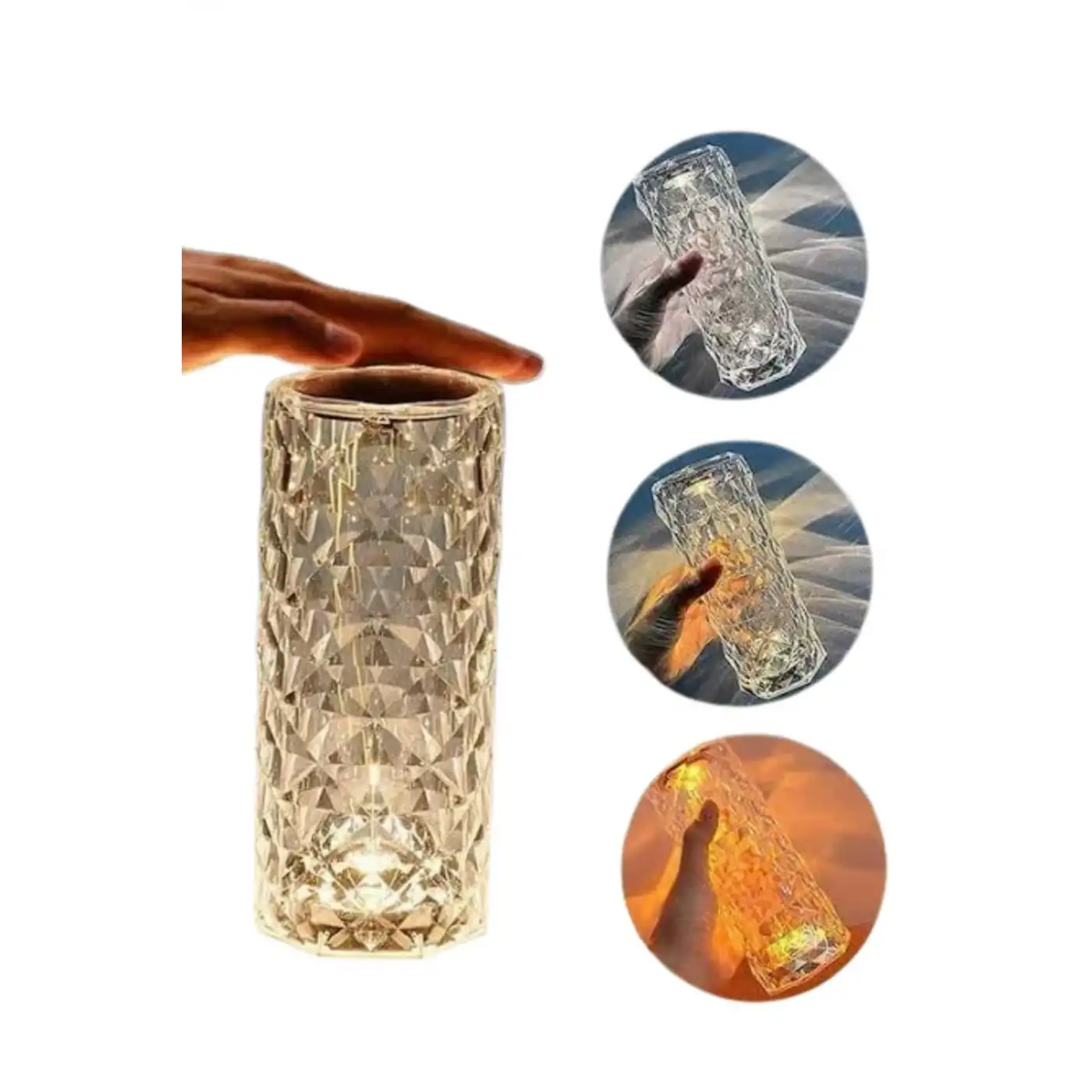 Kristal Lamba Masa Lambası Şarjlı Masa Lambası Dokunmatik Sensör Usb Şarjlı