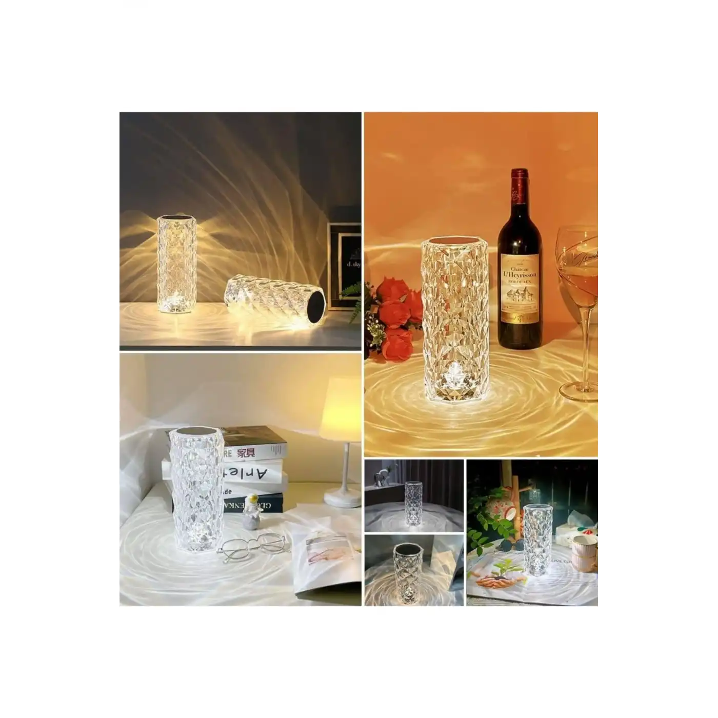 Kristal Lamba Masa Lambası Şarjlı Masa Lambası Dokunmatik Sensör Usb Şarjlı