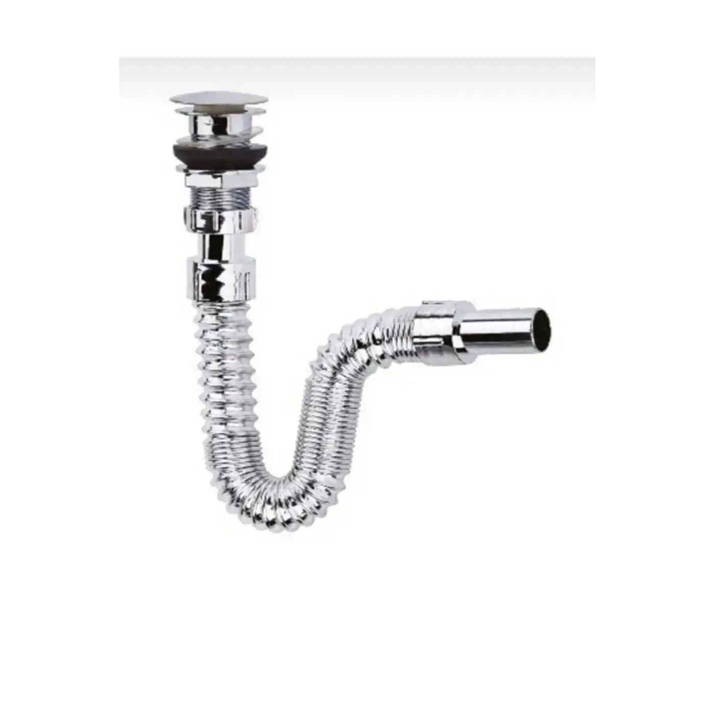 Krom Basmalı Sifon -Körüklü Sifon Bas Stoplu Lavabo Mutfak Sifonu-Paslanmaz