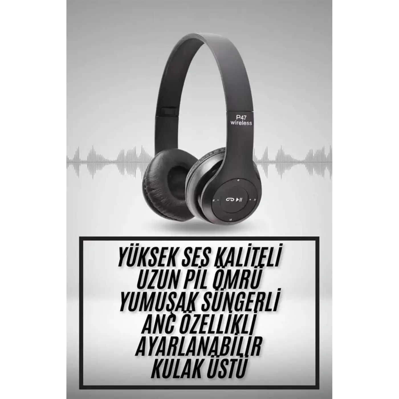 Kulak Üstü Bluetooth Kulaklık Yüksek Ses Kaliteli Ayarlanabilir