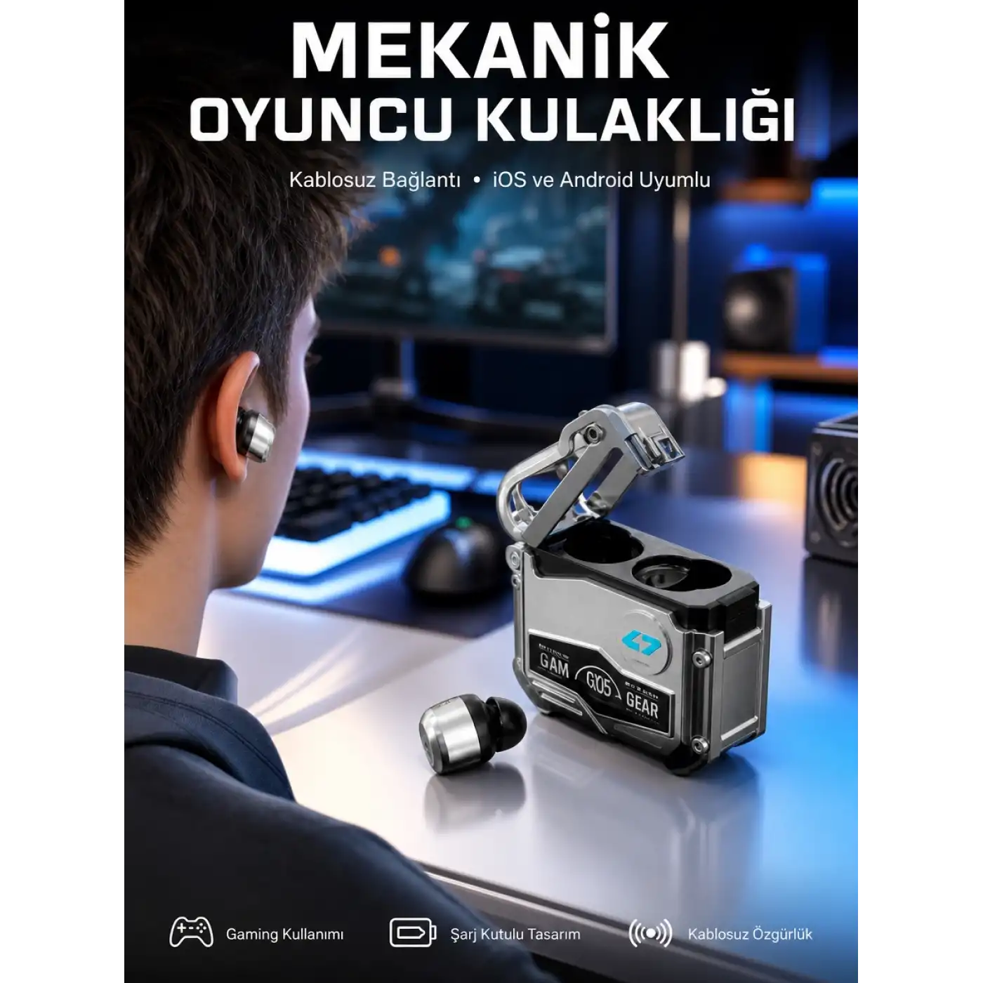Kulaklığı Yeni Mekanik Kablosuz Kulaklık İos Android Uyumlu Yeni Nesil