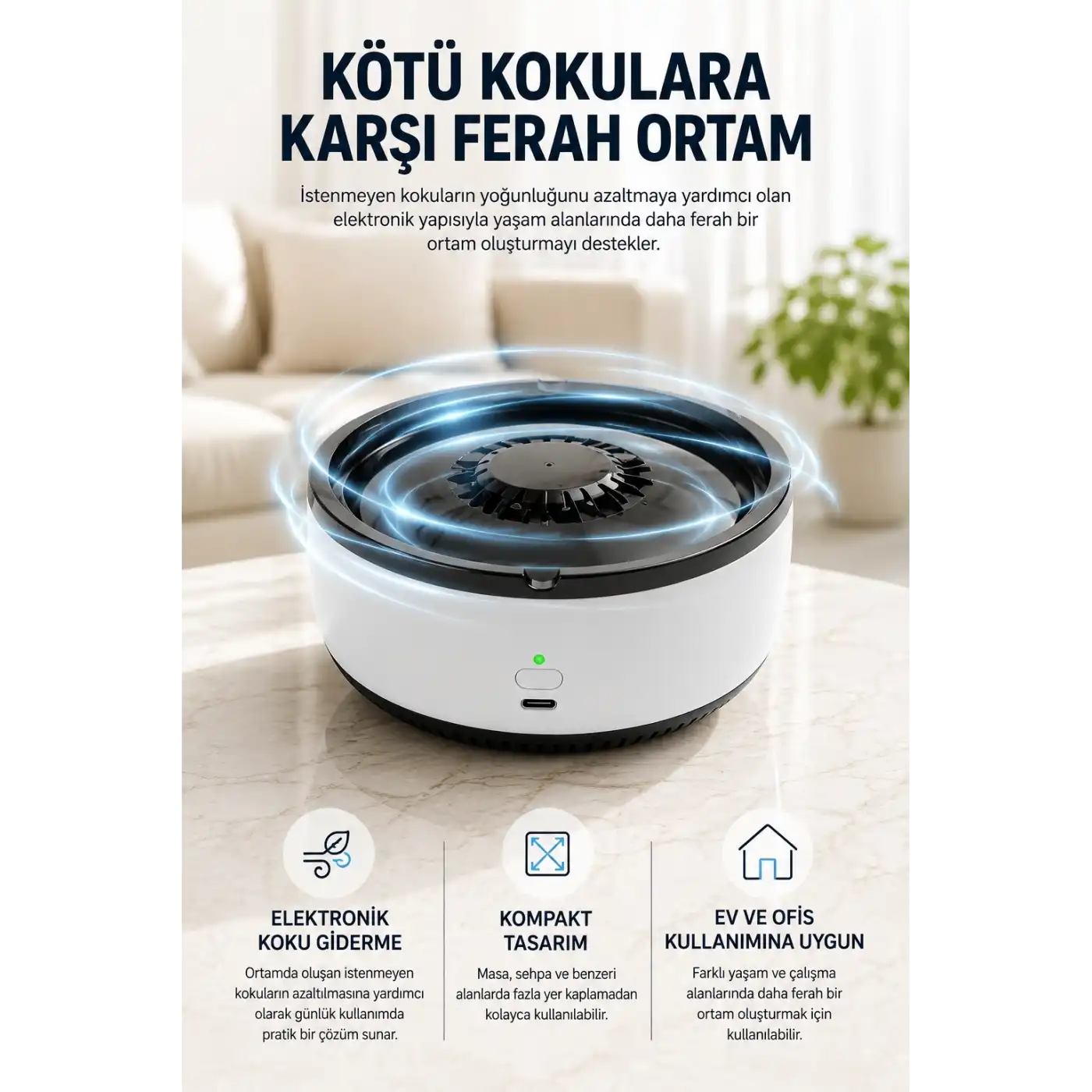Küllük Duman Giderici Temizlenebilir Elektronik Pilli