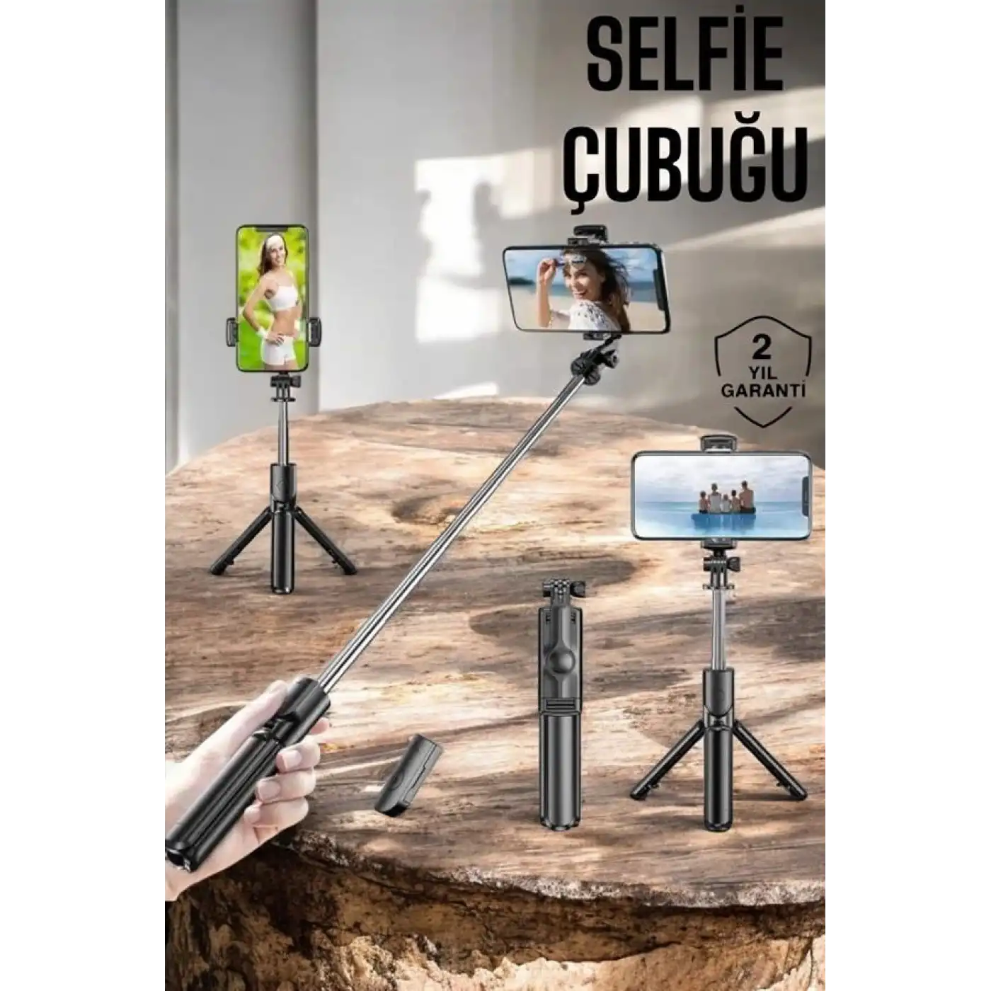 Kumandalı Tripod Telefon Tutucu Selfie Çubuğu 360 Derece Dönebilen