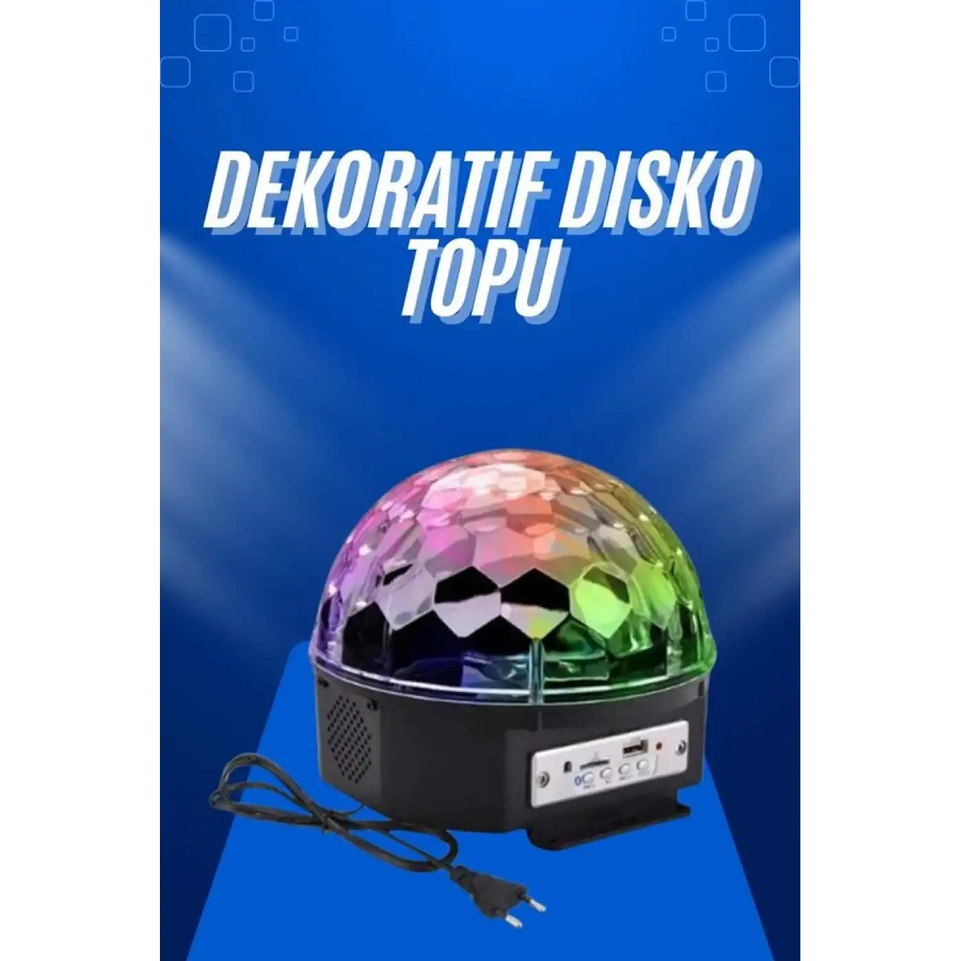 Küre Disko Topu Müzik Çalar Renkli Lazer Işıklı Bluetooth Disko Parti Işığı Kumandalı