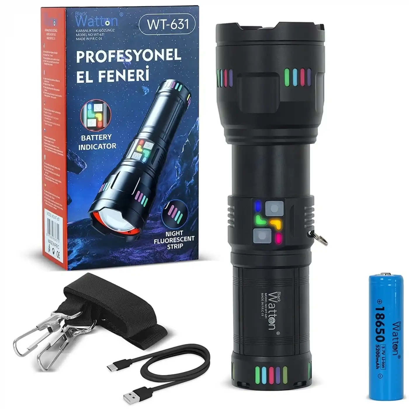 Lazer Etkili Profesyonel El Feneri Wt-631- 30,000 Lümen