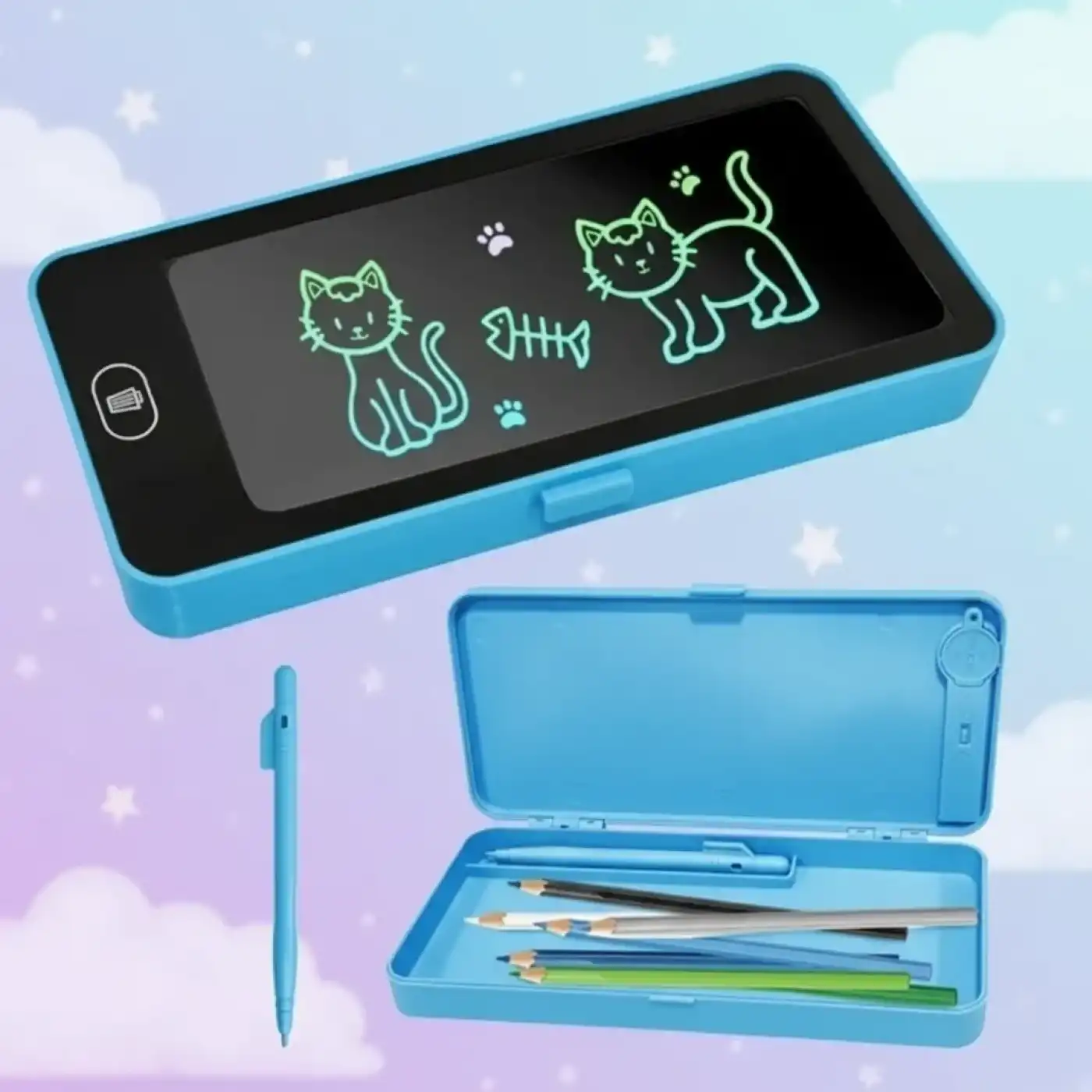 LCD Dokunmatik Ekranlı Kalemlik Mavi Renkli