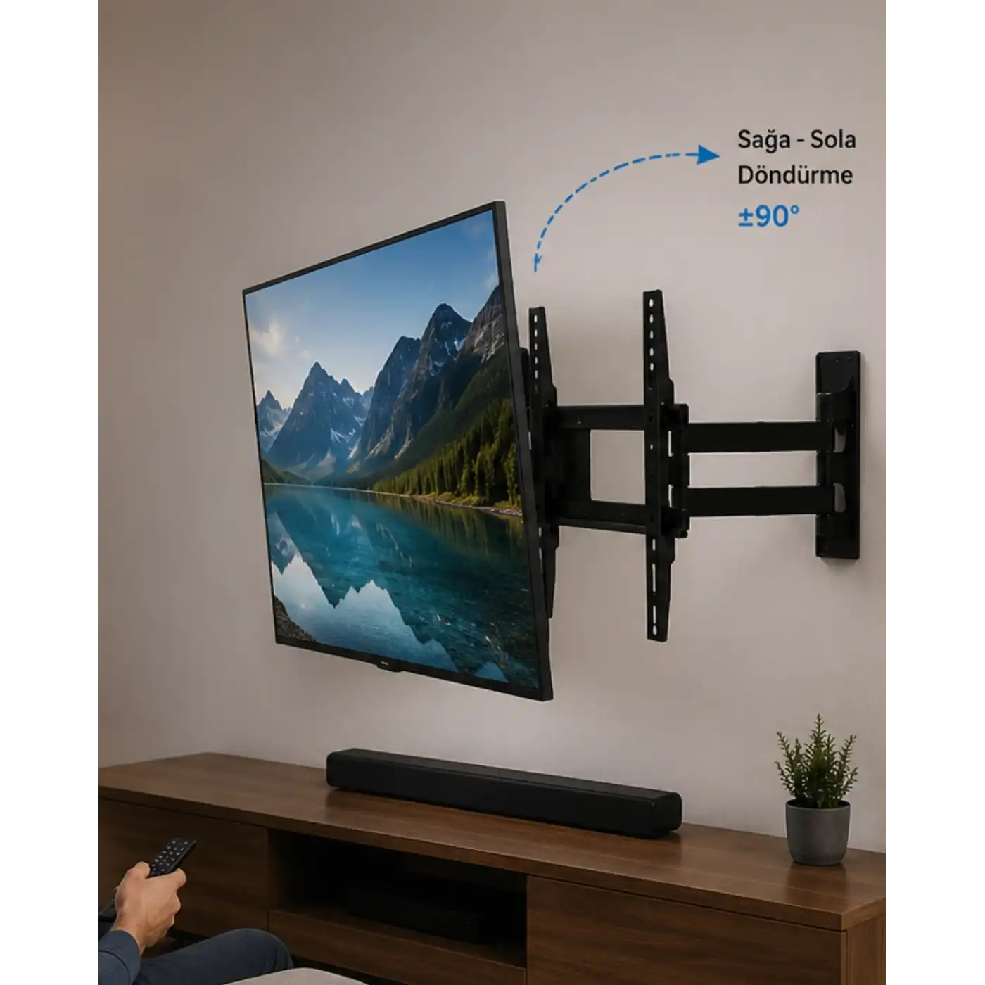 LCD LED TV Duvar Atı Çift Kollu Hareketli Askı Sistemi