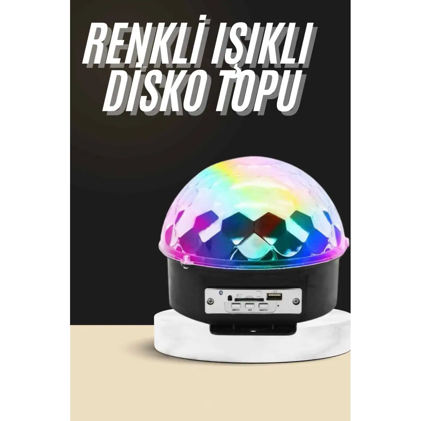 Led Işık Disko Topu Bluetooth Hoparlörlü USB Müzik Çalar Kumandalı