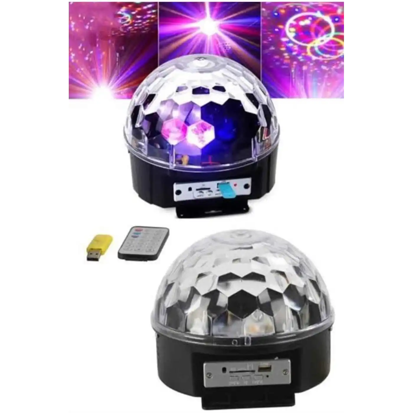 Led Işık Disko Topu Bluetooth Hoparlörlü USB Müzik Çalar Kumandalı
