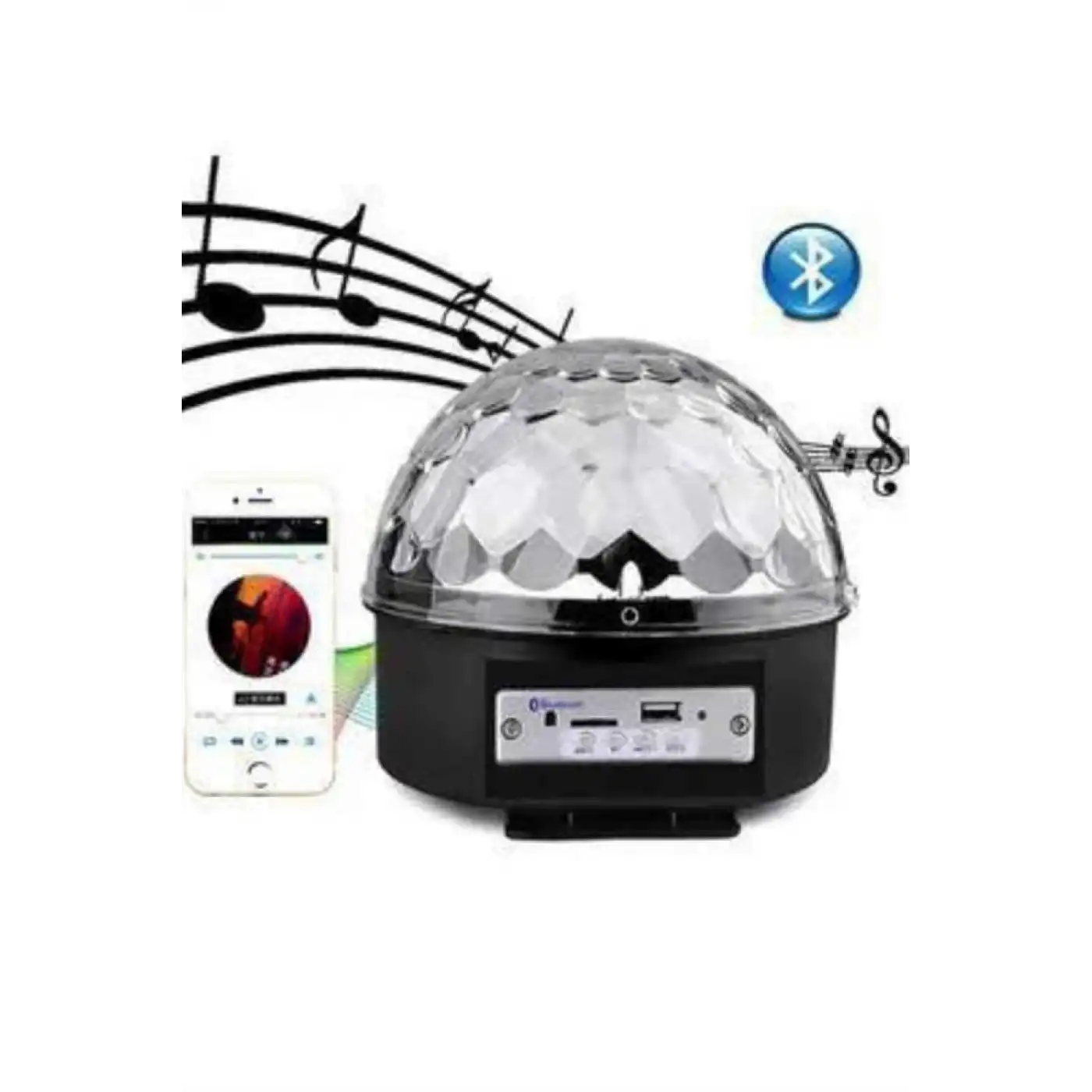 Led Işık Disko Topu Bluetooth Hoparlörlü USB Müzik Çalar Kumandalı