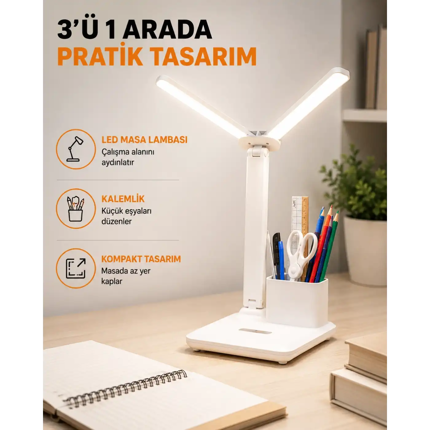 LED Işıklı Masa Lambası – Göz Yormayan, Kısılabilir ve Esnek Başlıklı Yeni Nesil