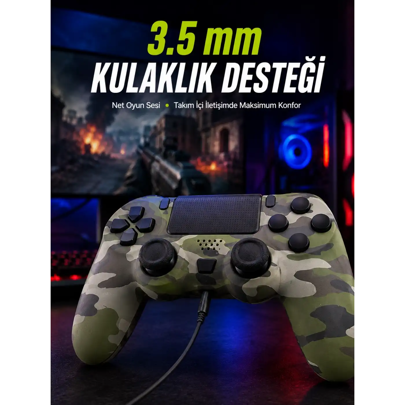 LED Işıklı Oyun Kolu – Durum Göstergeli Şık Tasarım