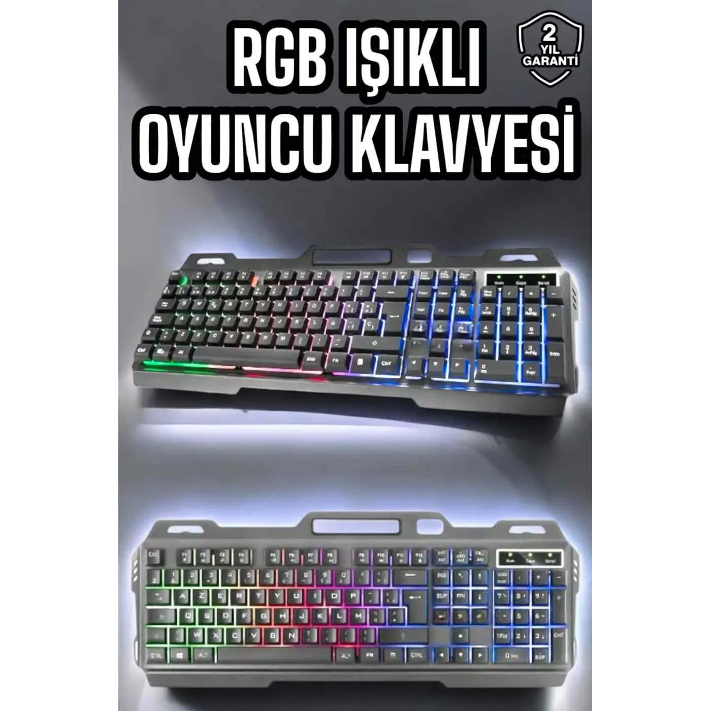 Led Işıklı  Klavye Usb Girişli RGB Işıklı Q Klavye Mouse Hediyeli