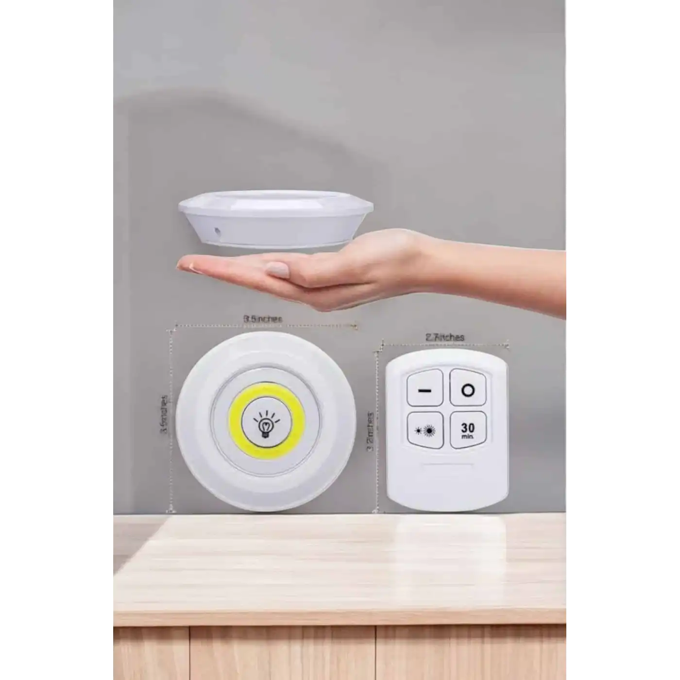 Led Lamba 3lü Uzaktan Kumandalı Yapışkanlı Beyaz Işık