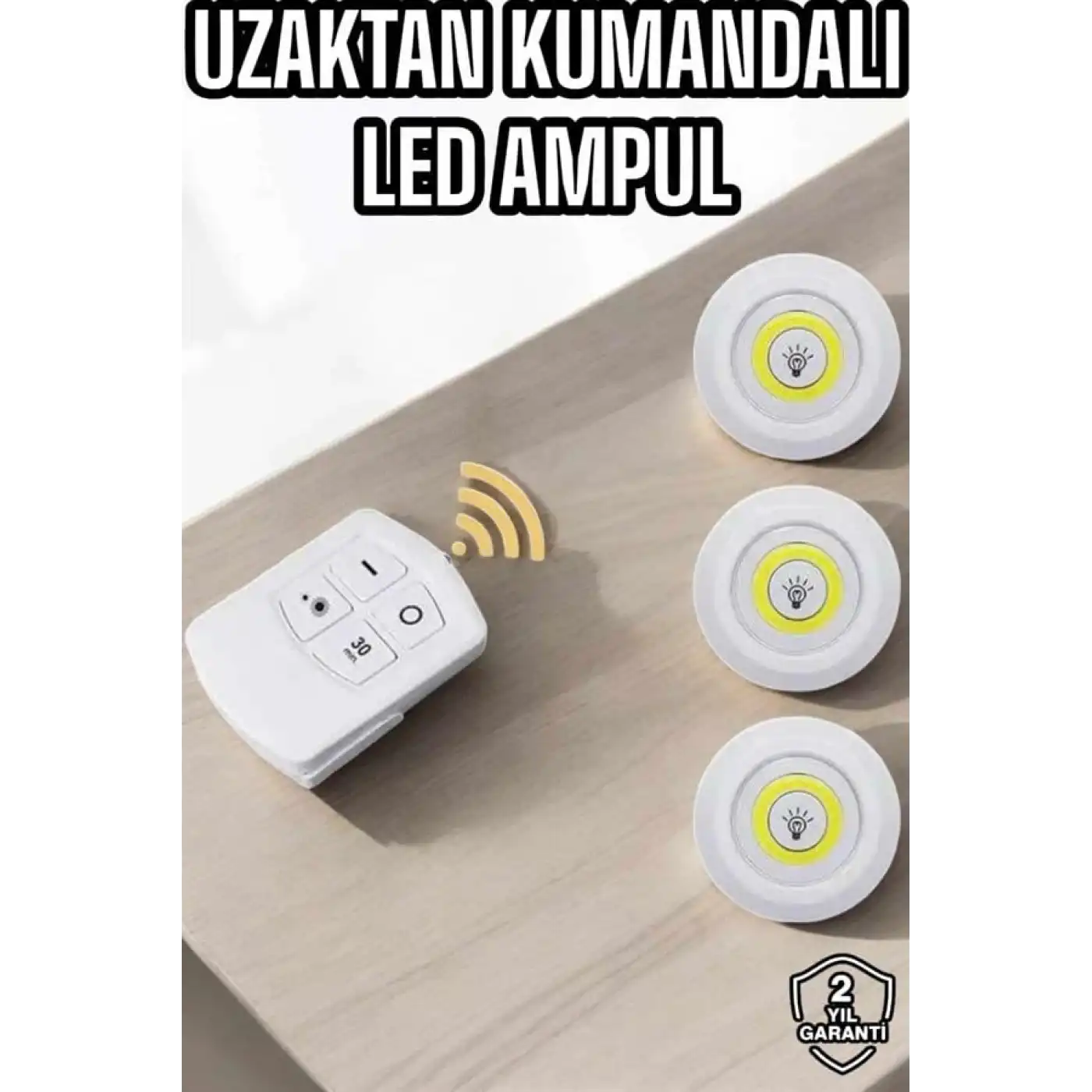 Led Lamba 3lü Uzaktan Kumandalı Yapışkanlı Beyaz Işık (Kopya)