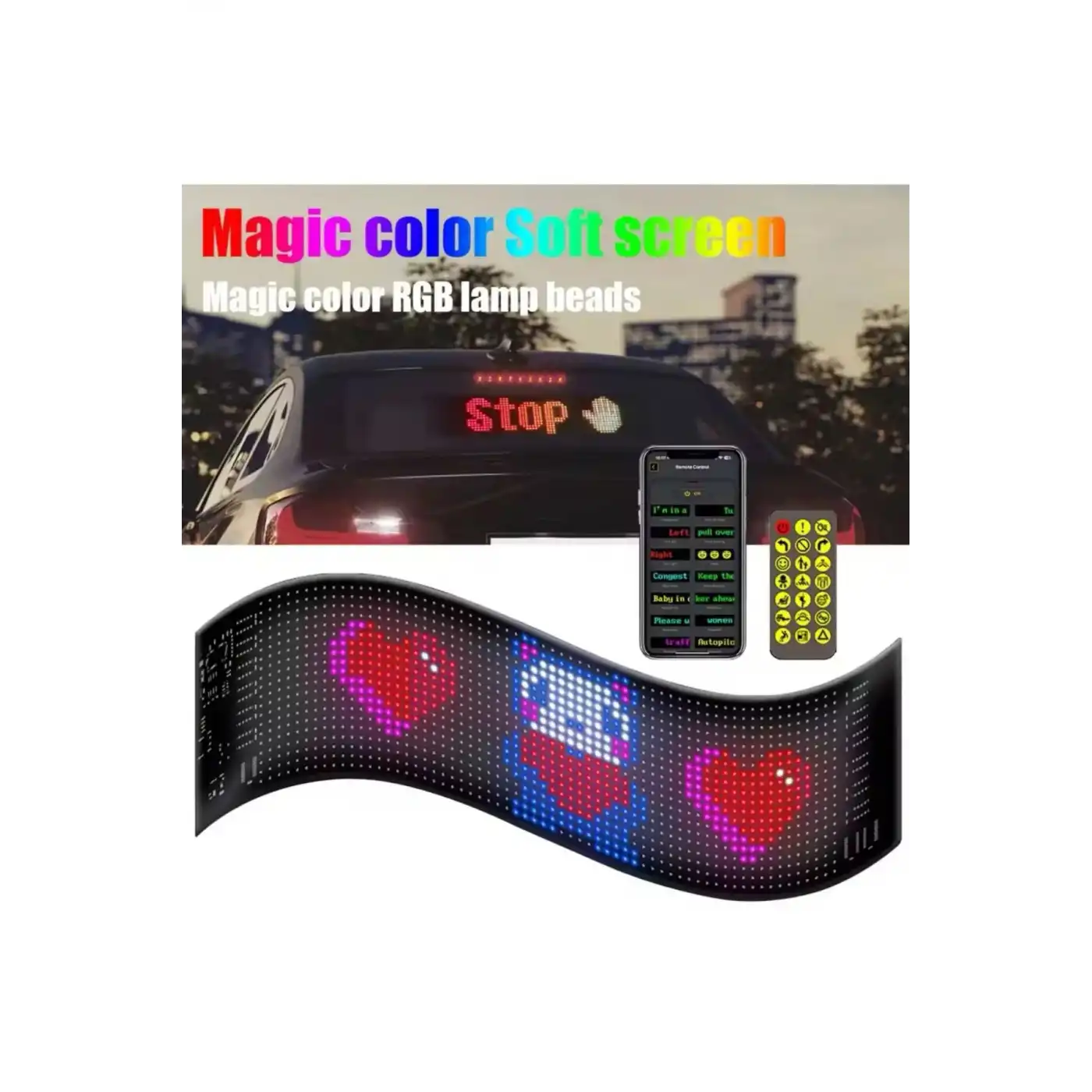 Led Panel Cama Yapışan Telefon Kontrollü Led Ekran Panel 16*64 Led Sayısı