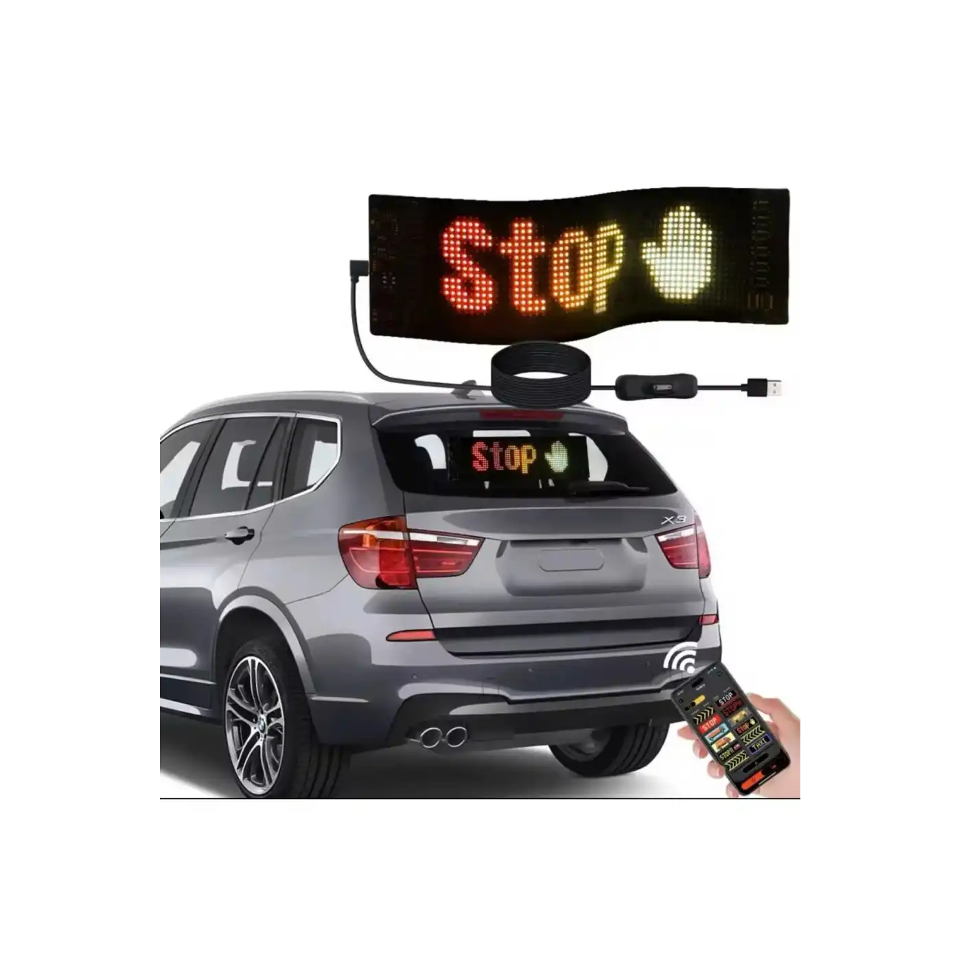 Led Panel Cama Yapışan Telefon Kontrollü Led Ekran Panel 16*64 Led Sayısı