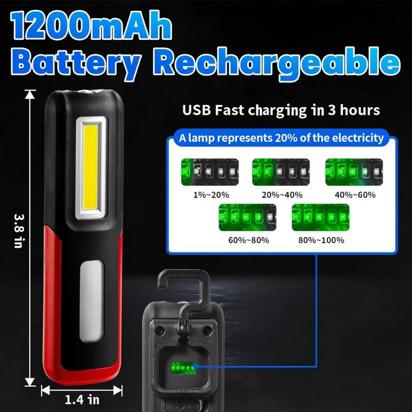 Lightingx Lx-028 Cob Led Mıknatıslı Çalışma Lambası Tamirci Feneri