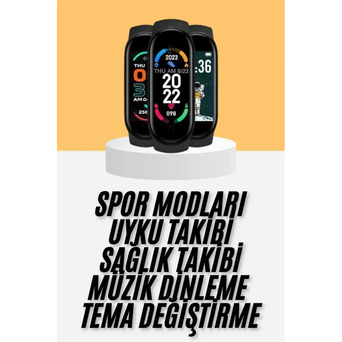 M6 Akıllı Bileklik Siyah Adımsayar Spor Takibi Android ve İOS Uyumlu