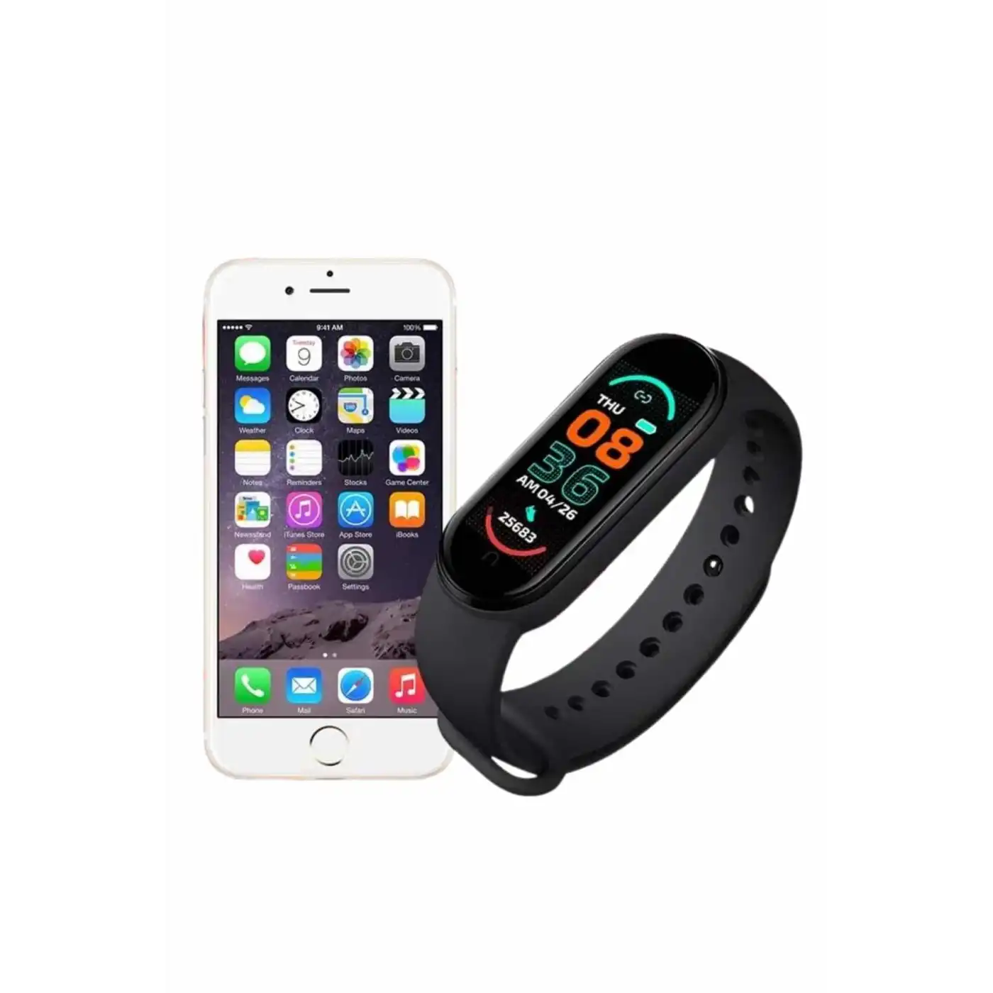 M6 Akıllı Bileklik Siyah Adımsayar Spor Takibi Android ve İOS Uyumlu