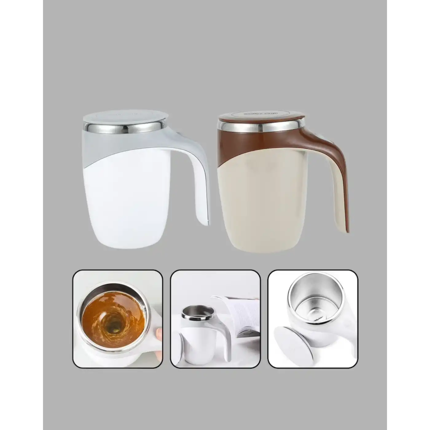 Manyetik Karıştırıcı Kupa USB Şarjlı Otomatik Karıştırma Çift Katmanlı