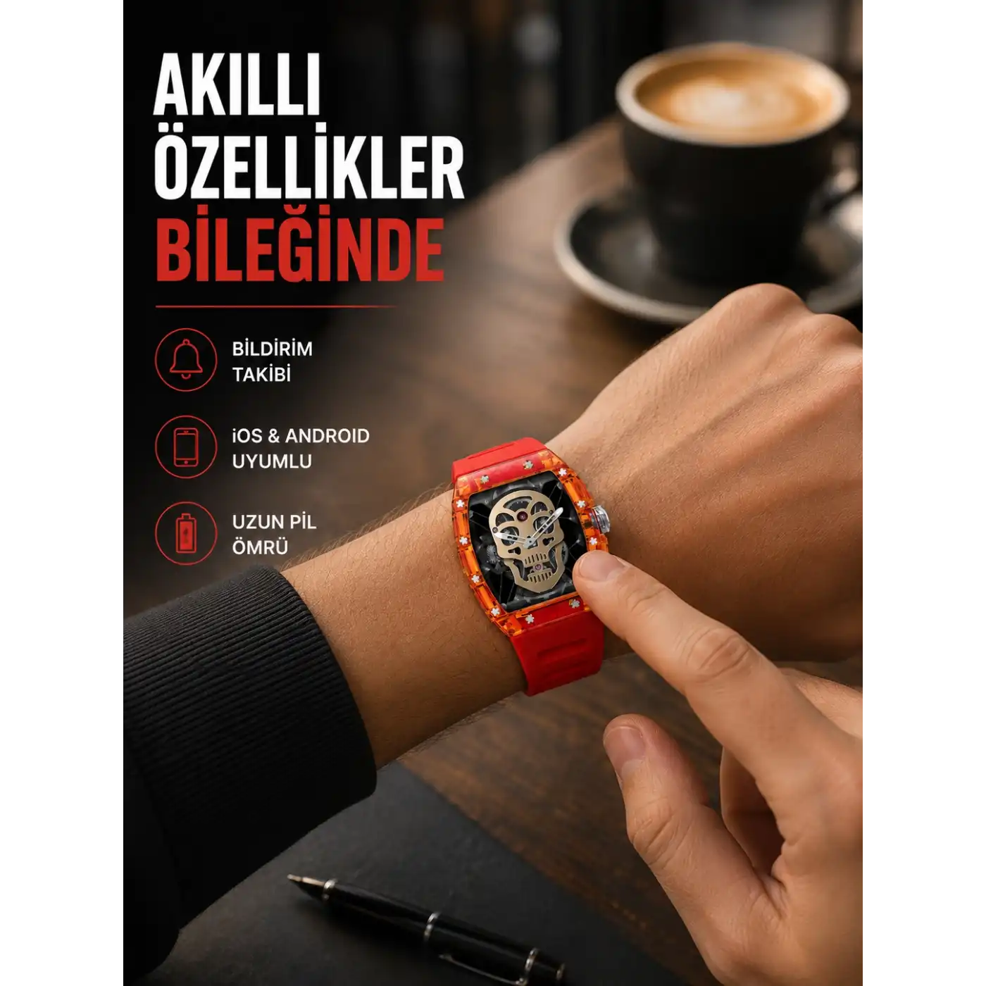 Manyetik Şarjlı Akıllı Saat iOS Android Uyumlu Yeni Nesil