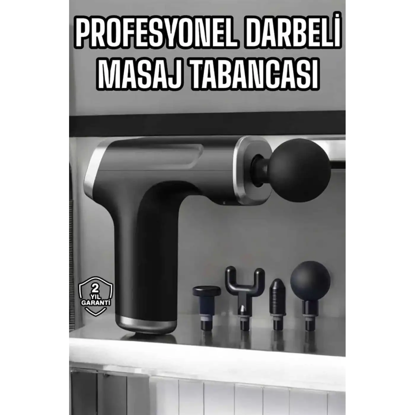 Masaj Tabancası 4 Başlıklı Kas ve Vücut Ağrıları İçin Şarjlı Darbeli