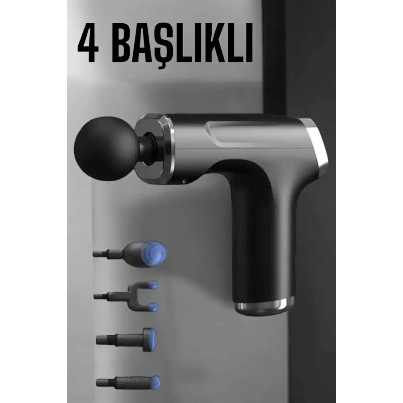 Masaj Tabancası 4 Başlıklı Kas ve Vücut Ağrıları İçin Şarjlı Darbeli