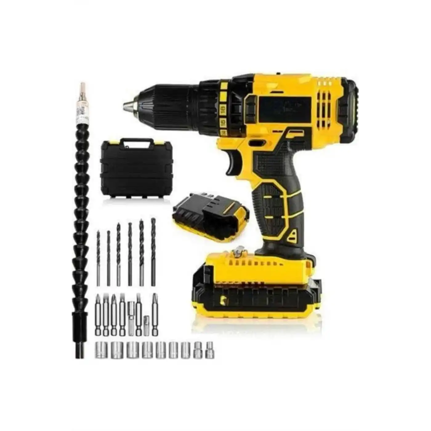 Matkap Seti 24 Parça Çift Bataryalı Darbeli Led Işıklı Vidalama