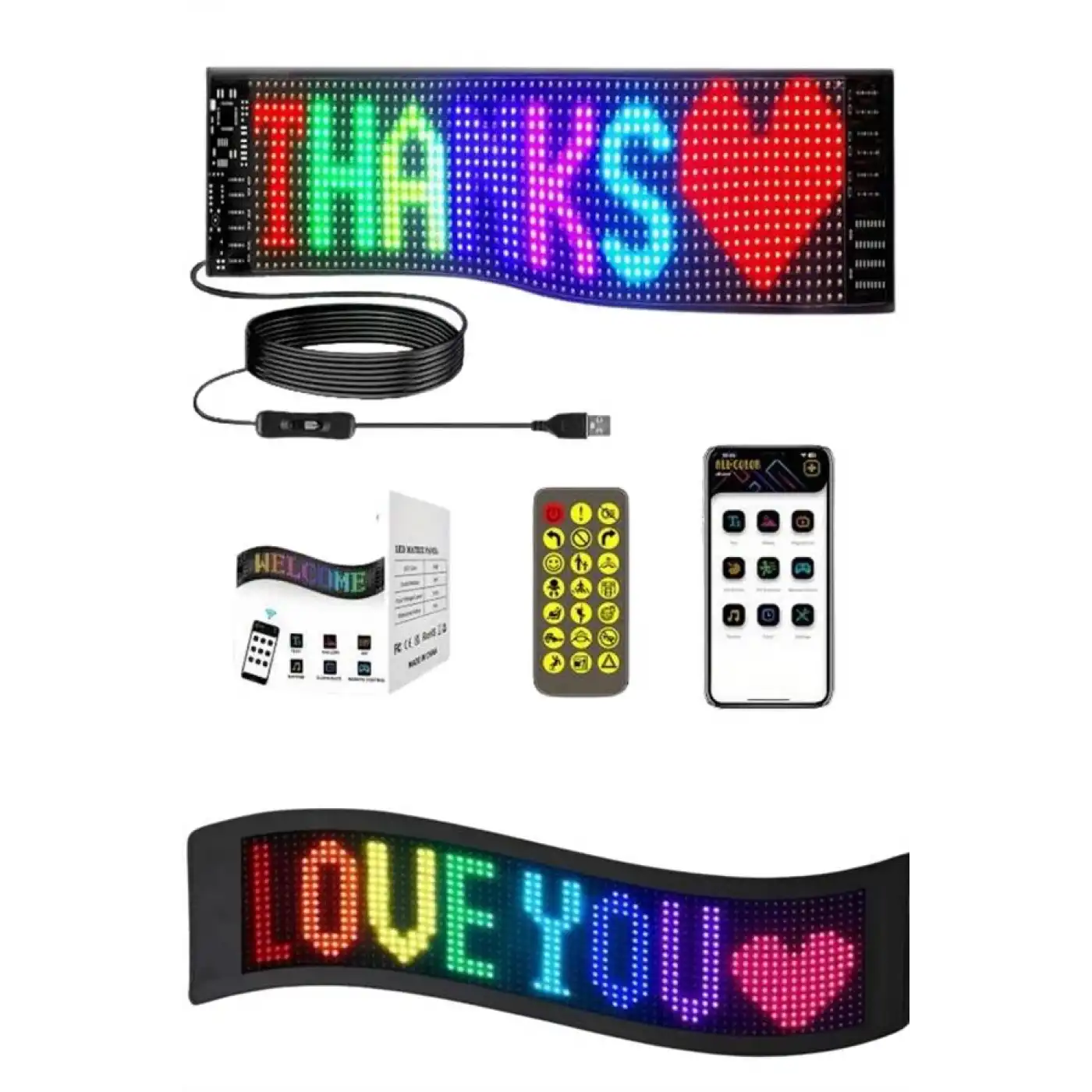 Matrix Led Cama Yapışan Telefon Kontrollü Panel Dijital Ekran Kumandalı